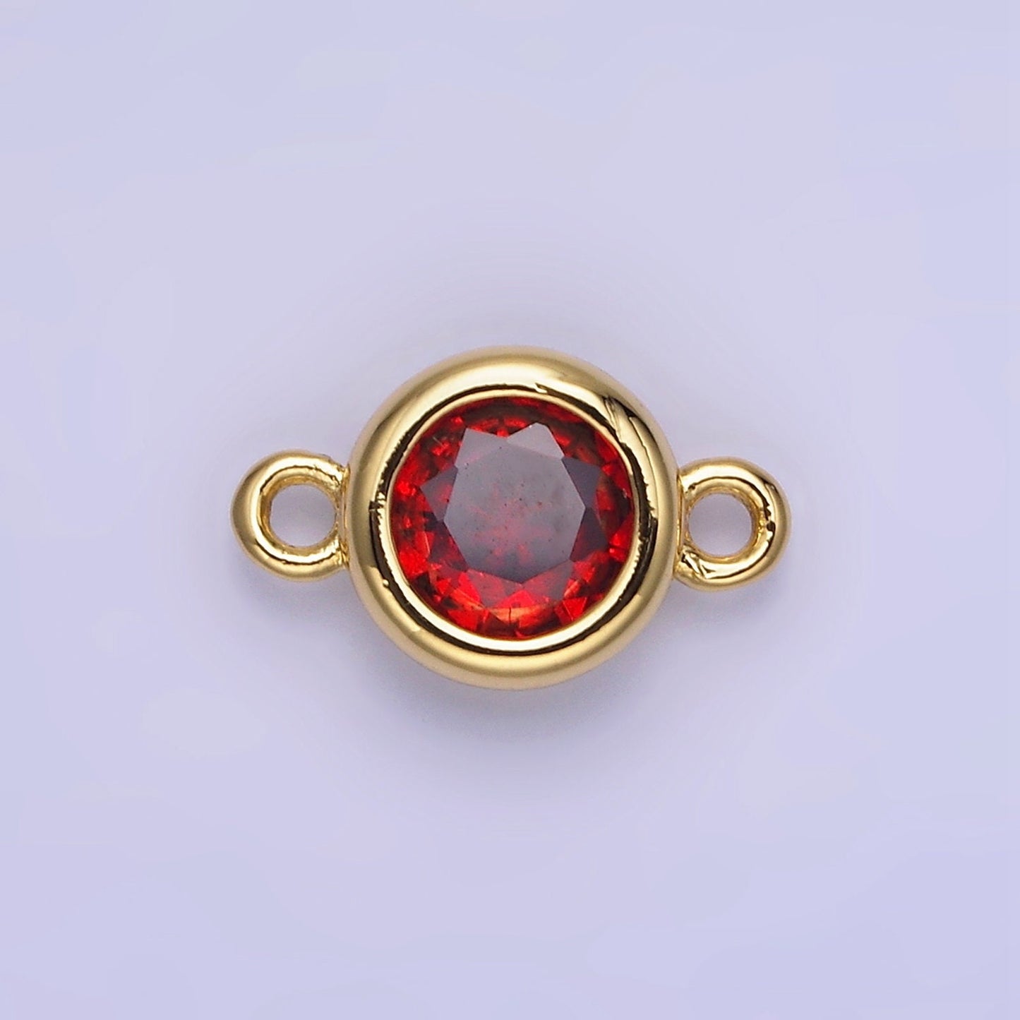 8mm Gold Filled Bezel Cut Charm Connectors Cubic Zirconia Bezel Charm for Bracelet Necklace Supply CZ Birthstone Connectors G406