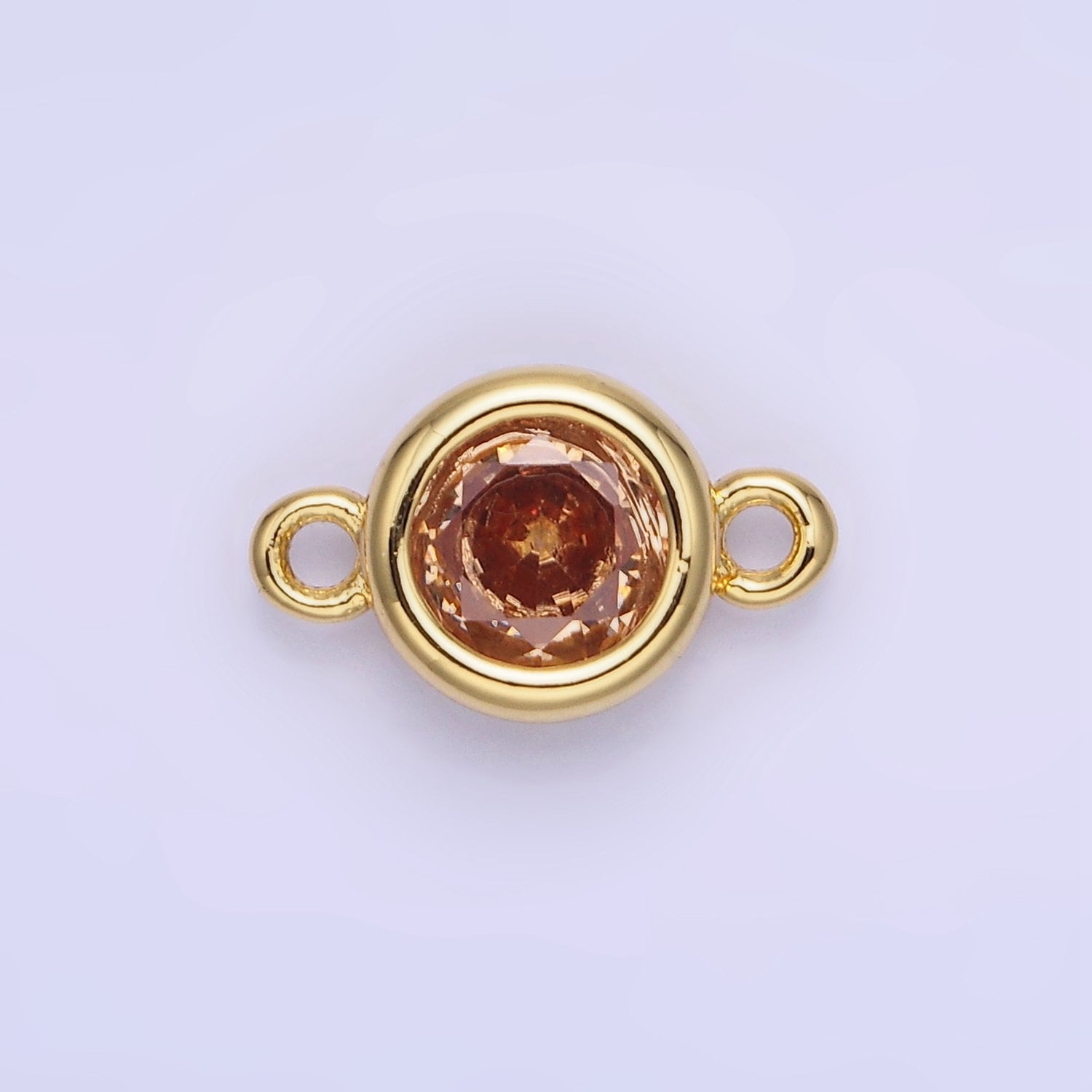8mm Gold Filled Bezel Cut Charm Connectors Cubic Zirconia Bezel Charm for Bracelet Necklace Supply CZ Birthstone Connectors G406