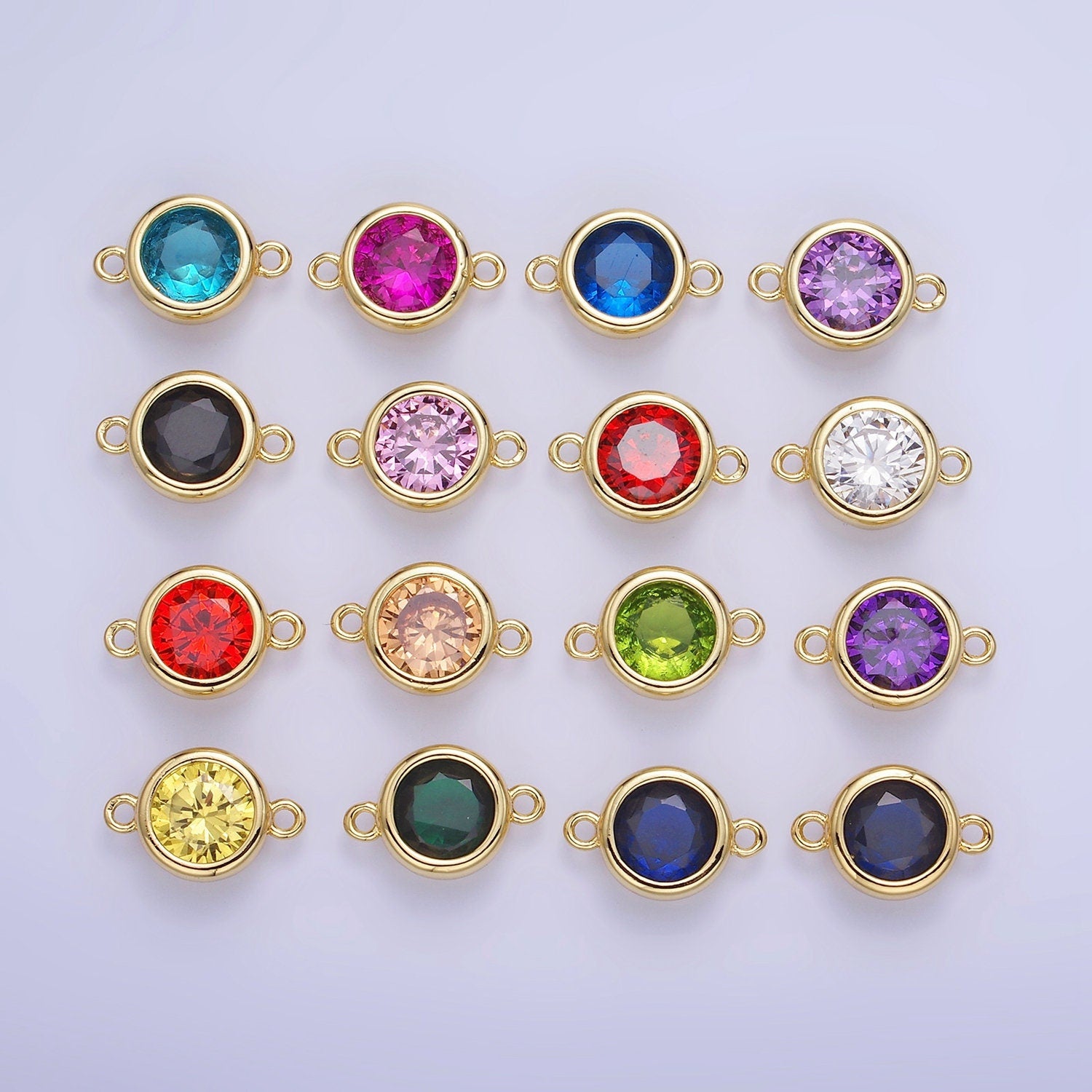 10mm Birthstone Charm Connector 14k gold filled wholesale birthstone bulk Link connectors for Bracelet Necklace Component G446