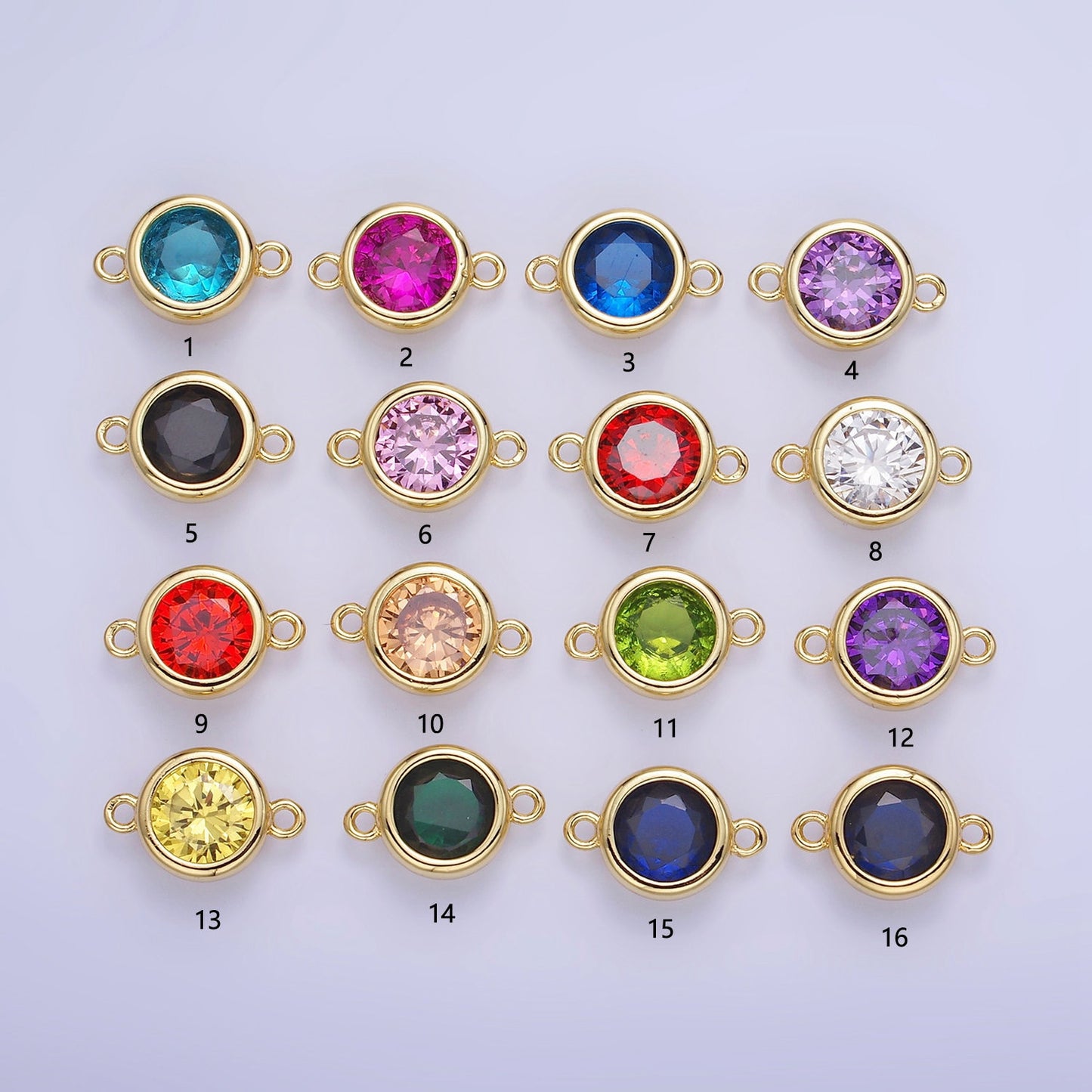 10mm Birthstone Charm Connector 14k gold filled wholesale birthstone bulk Link connectors for Bracelet Necklace Component G446