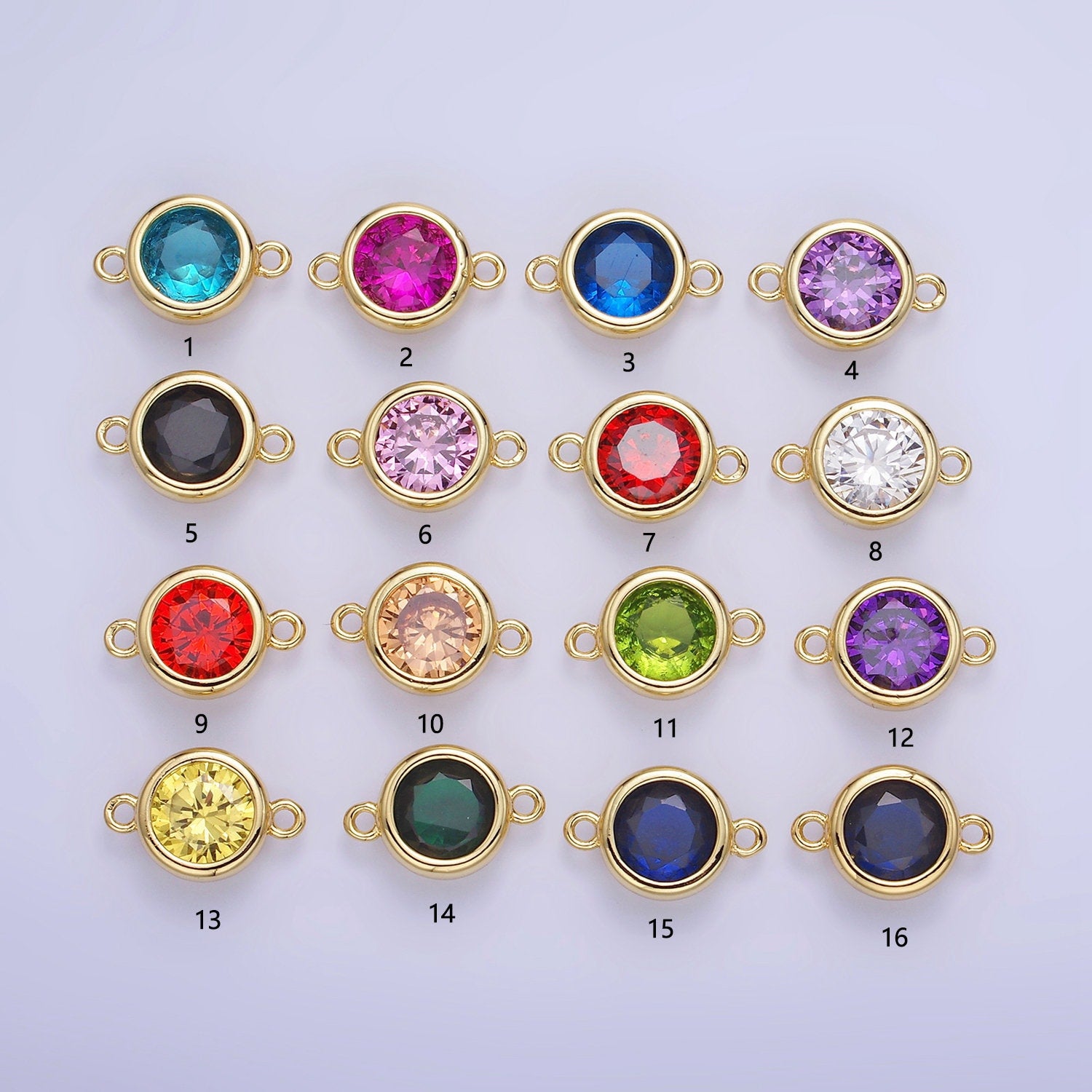 10mm Birthstone Charm Connector 14k gold filled wholesale birthstone bulk Link connectors for Bracelet Necklace Component G446