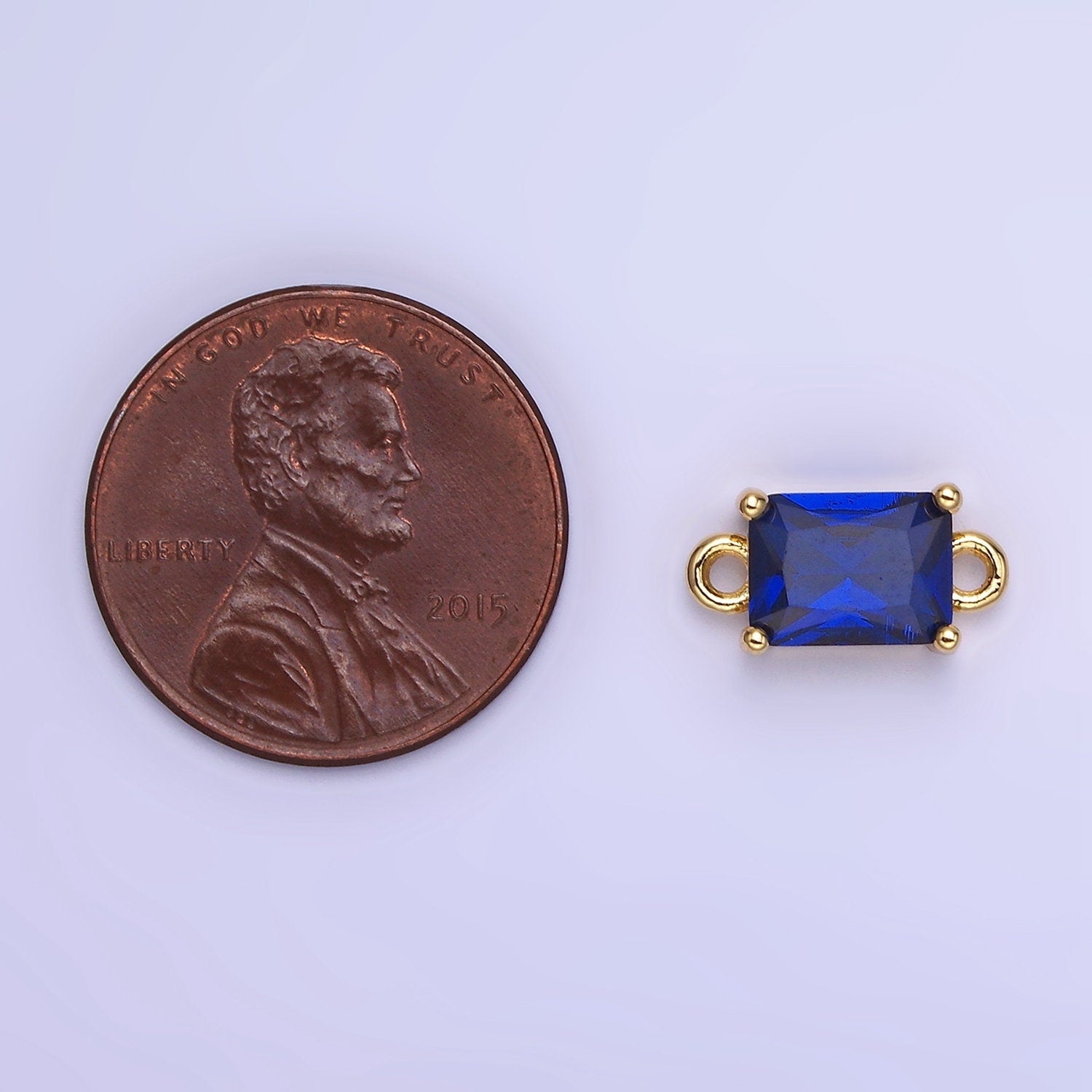 6mm Gold Filled Emerald Cut Charm Connectors Cubic Zirconia Rectangle Charm for Bracelet Necklace Supply CZ Birthstone Connectors G406