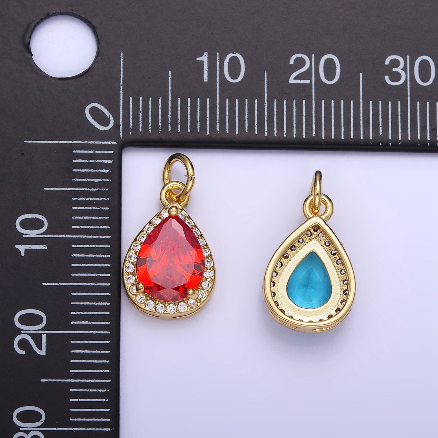 Dainty Gold Birthstone Charm, Teardrop Crystal Micro Pave Bracelet Charm Personalized Jewelry Necklace Charm DIY Jewelry Component W696