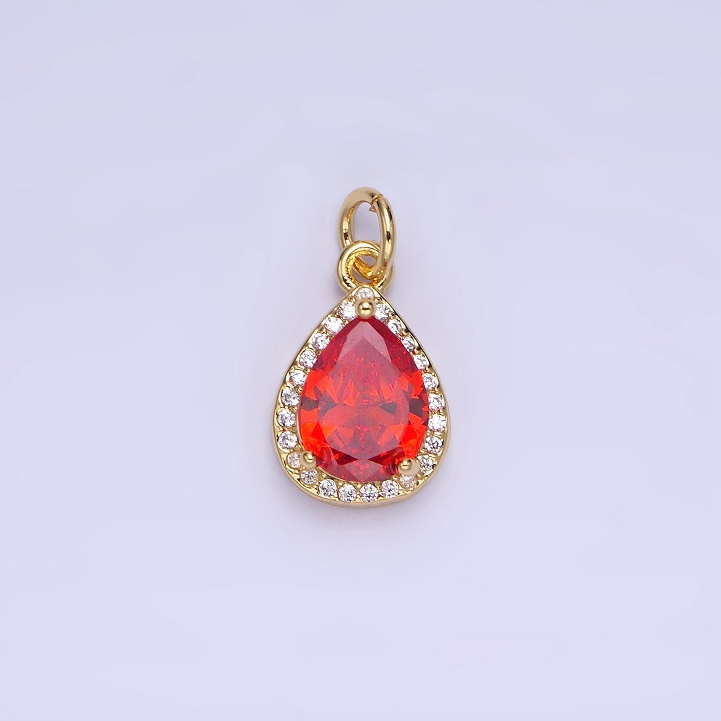 Dainty Gold Birthstone Charm, Teardrop Crystal Micro Pave Bracelet Charm Personalized Jewelry Necklace Charm DIY Jewelry Component W696