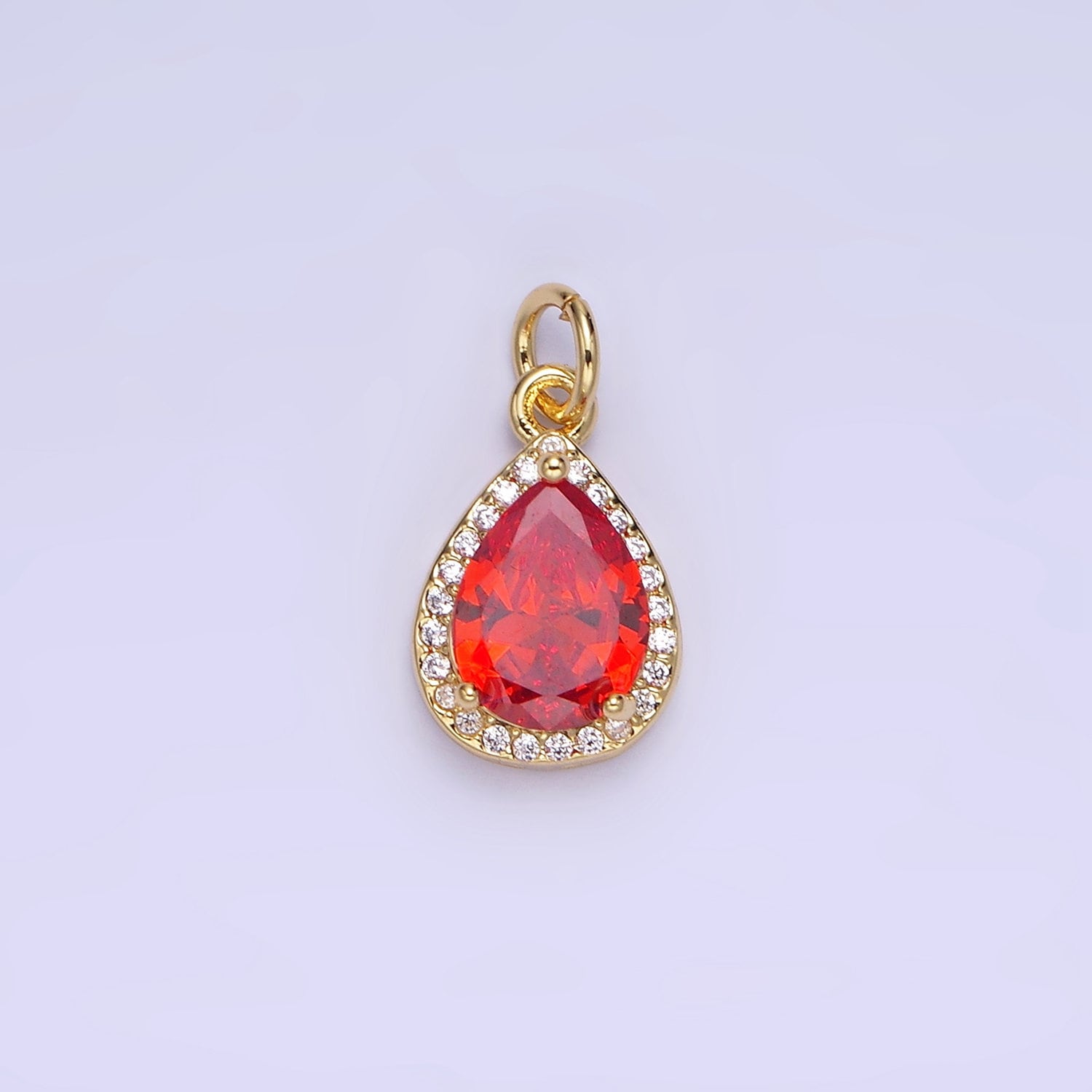 Dainty Gold Birthstone Charm, Teardrop Crystal Micro Pave Bracelet Charm Personalized Jewelry Necklace Charm DIY Jewelry Component W696