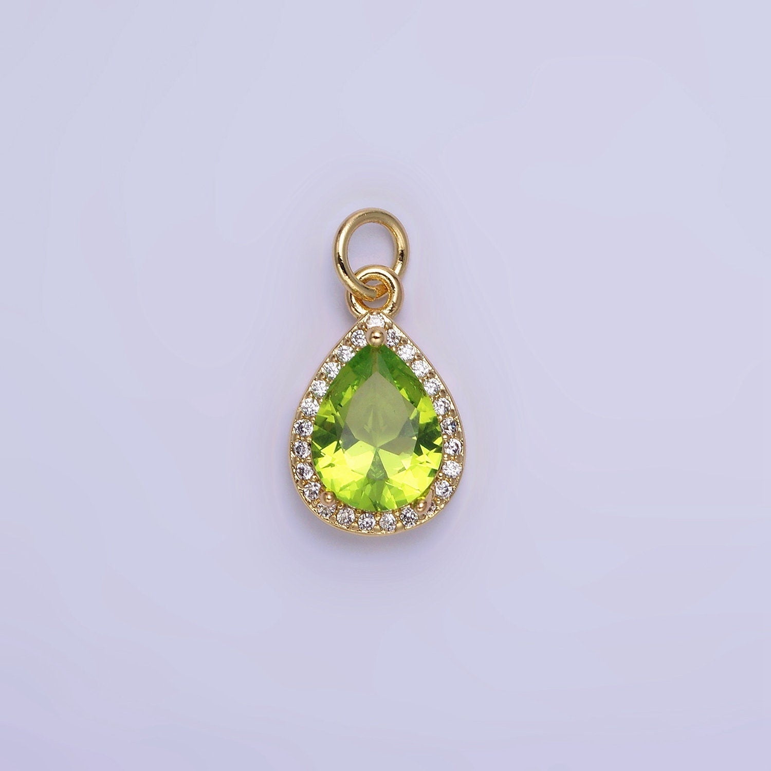 Dainty Gold Birthstone Charm, Teardrop Crystal Micro Pave Bracelet Charm Personalized Jewelry Necklace Charm DIY Jewelry Component W696