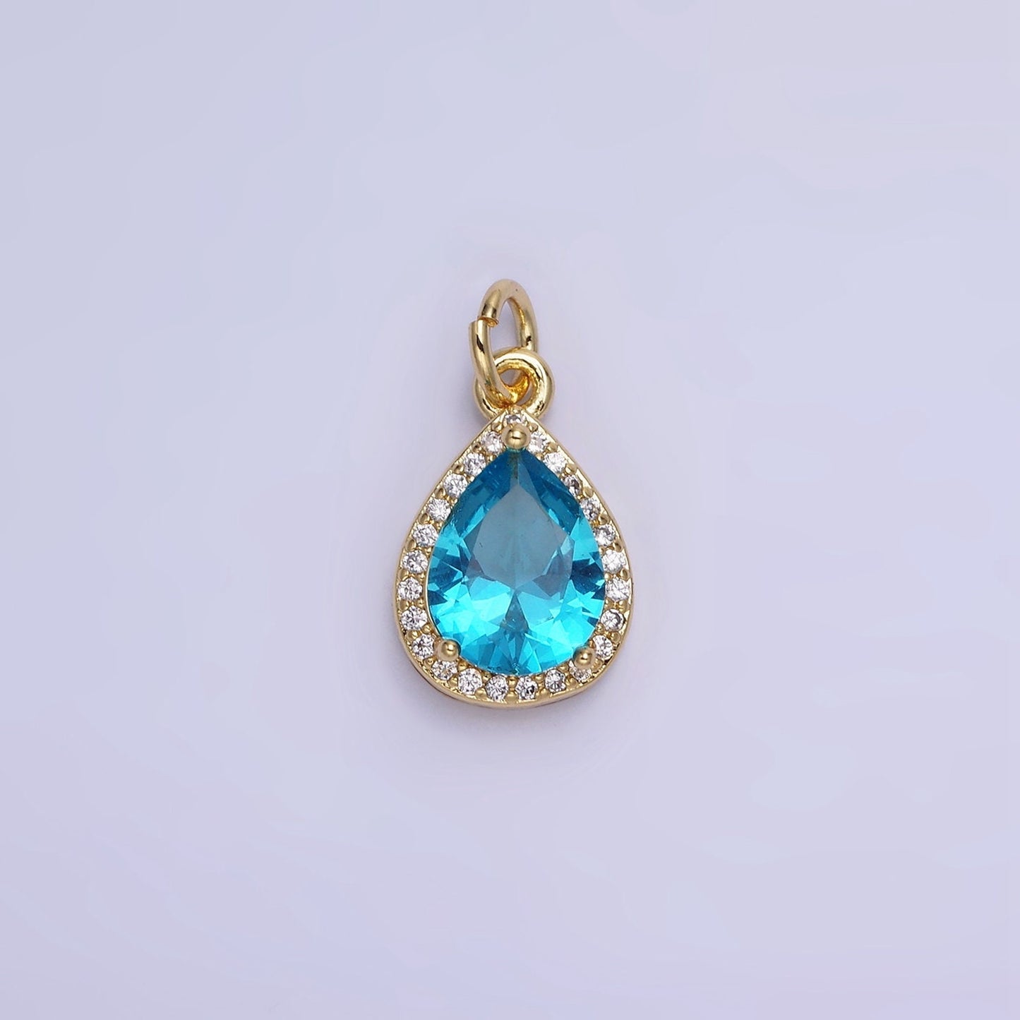 Dainty Gold Birthstone Charm, Teardrop Crystal Micro Pave Bracelet Charm Personalized Jewelry Necklace Charm DIY Jewelry Component W696