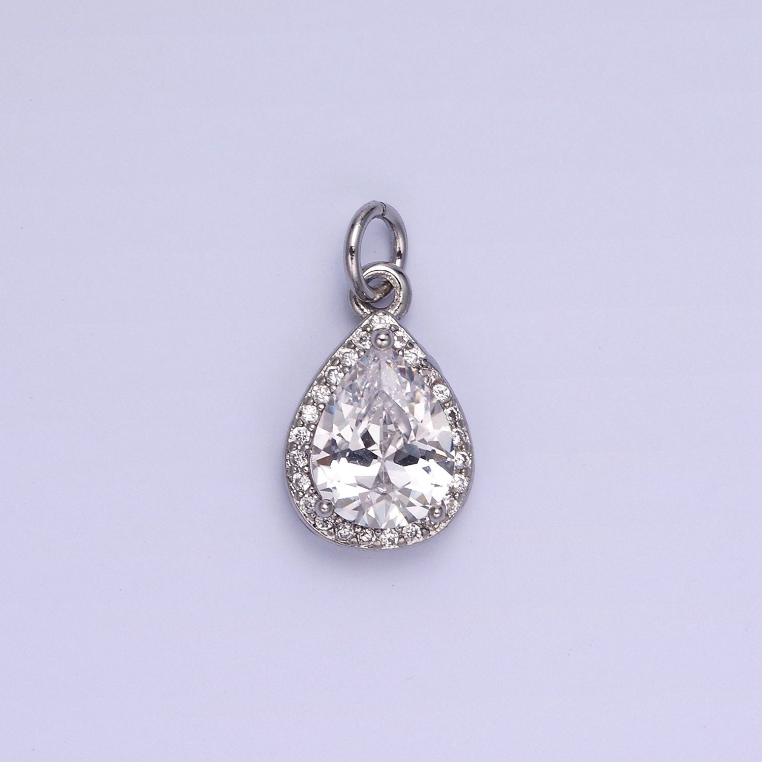 Dainty Gold Birthstone Charm, Teardrop Crystal Micro Pave Bracelet Charm Personalized Jewelry Necklace Charm DIY Jewelry Component W696