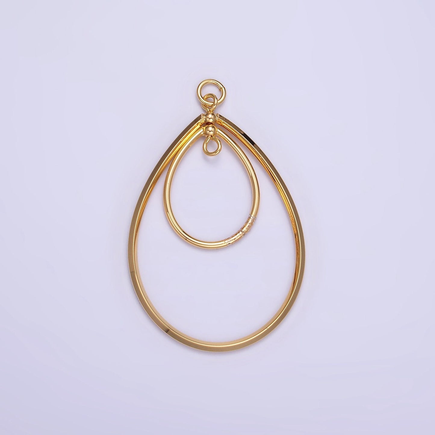 14K Gold Filled Double Band Oval Geometric Minimalist Charm Open Oval Geometric Charm Dangle Big Charm for Necklace Earring Supply | AG827