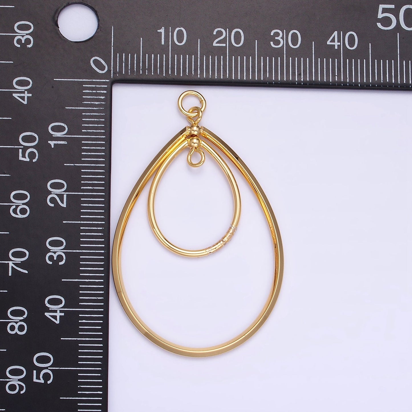 14K Gold Filled Double Band Oval Geometric Minimalist Charm Open Oval Geometric Charm Dangle Big Charm for Necklace Earring Supply | AG827