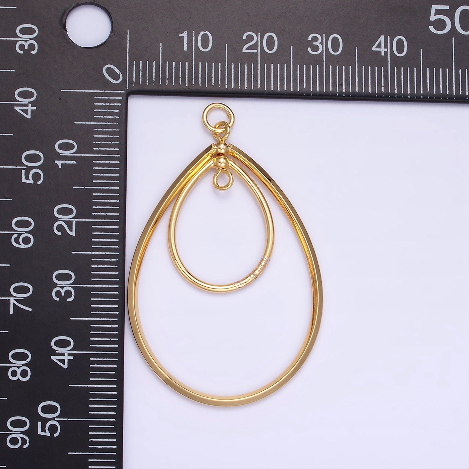 14K Gold Filled Double Band Oval Geometric Minimalist Charm Open Oval Geometric Charm Dangle Big Charm for Necklace Earring Supply | AG827