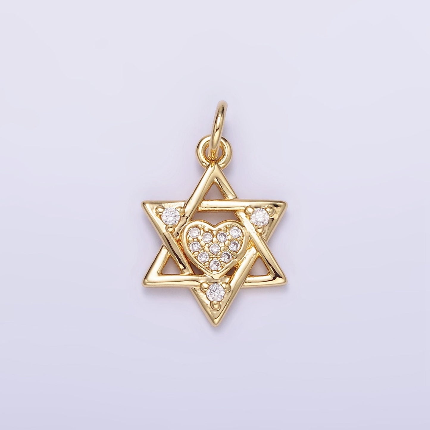 Celestial Cubic Star Of David Charm Gold Charm Pendant Gold CZ Charm Pendant, Cubic Zirconia Dainty Star Necklace Charm c292
