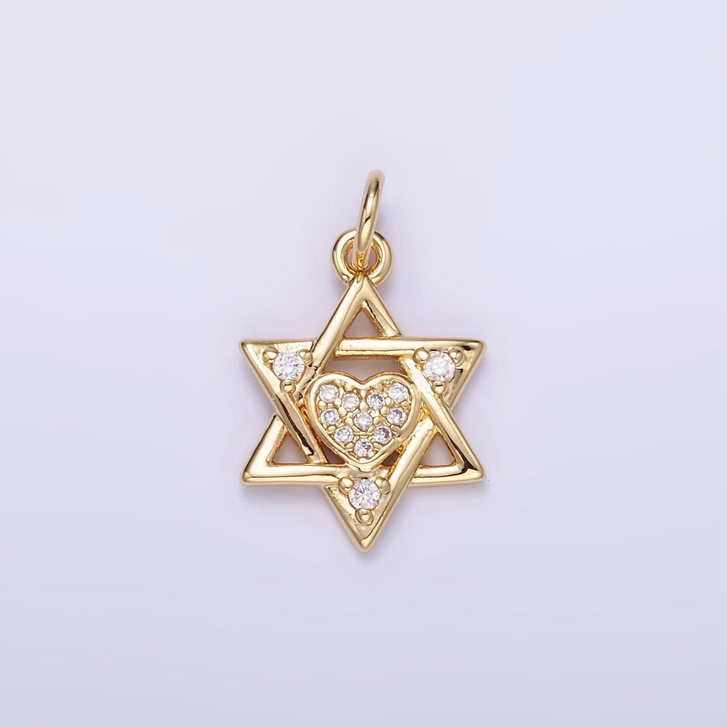 Celestial Cubic Star Of David Charm Gold Charm Pendant Gold CZ Charm Pendant, Cubic Zirconia Dainty Star Necklace Charm c292