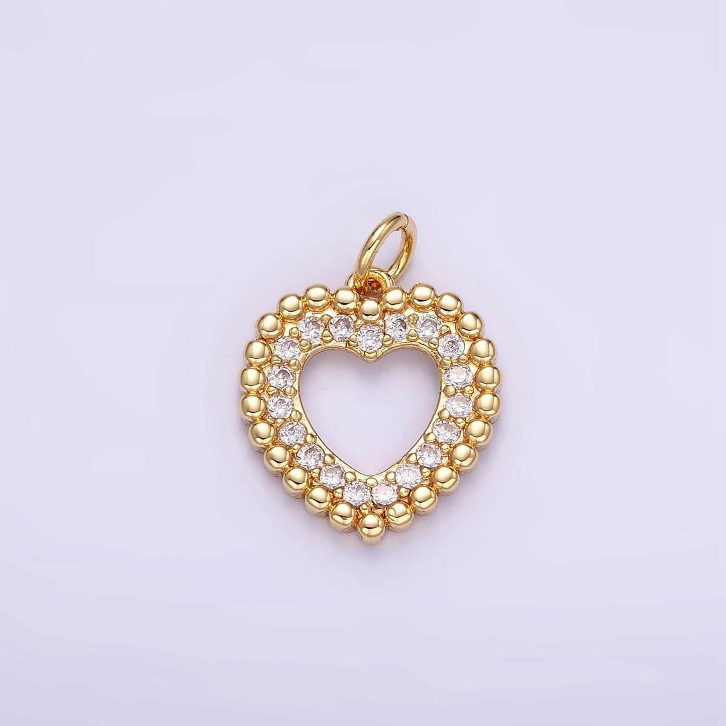 Small Heart Charm - Cubic Solitaire Dainty Gold Mini Heart Add On Charm - Dainty Heart - Love Inspired Gold Heart Pendant C322