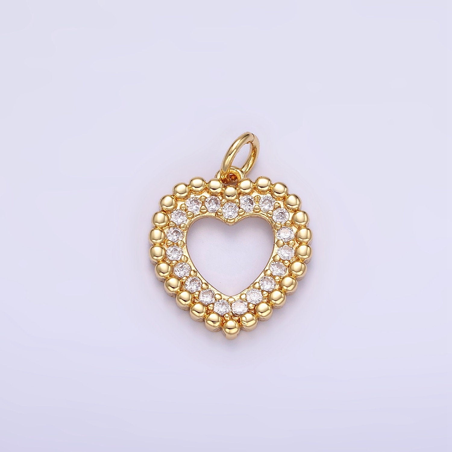 Small Heart Charm - Cubic Solitaire Dainty Gold Mini Heart Add On Charm - Dainty Heart - Love Inspired Gold Heart Pendant C322