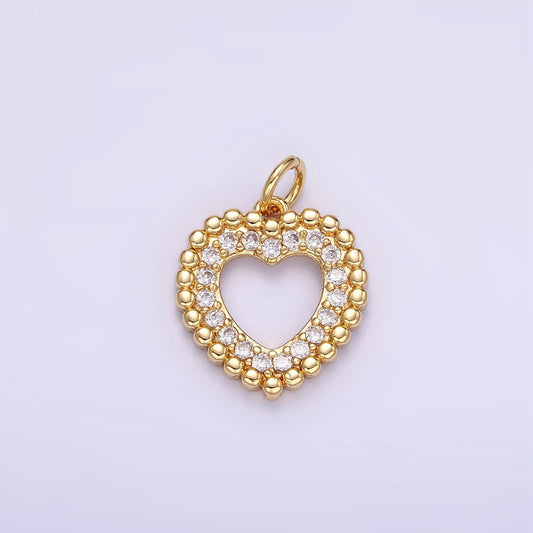 Small Heart Charm - Cubic Solitaire Dainty Gold Mini Heart Add On Charm - Dainty Heart - Love Inspired Gold Heart Pendant C322