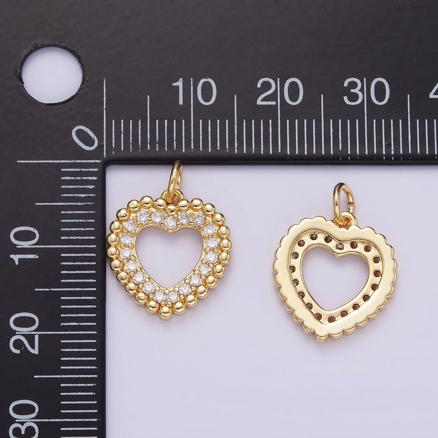 Small Heart Charm - Cubic Solitaire Dainty Gold Mini Heart Add On Charm - Dainty Heart - Love Inspired Gold Heart Pendant C322
