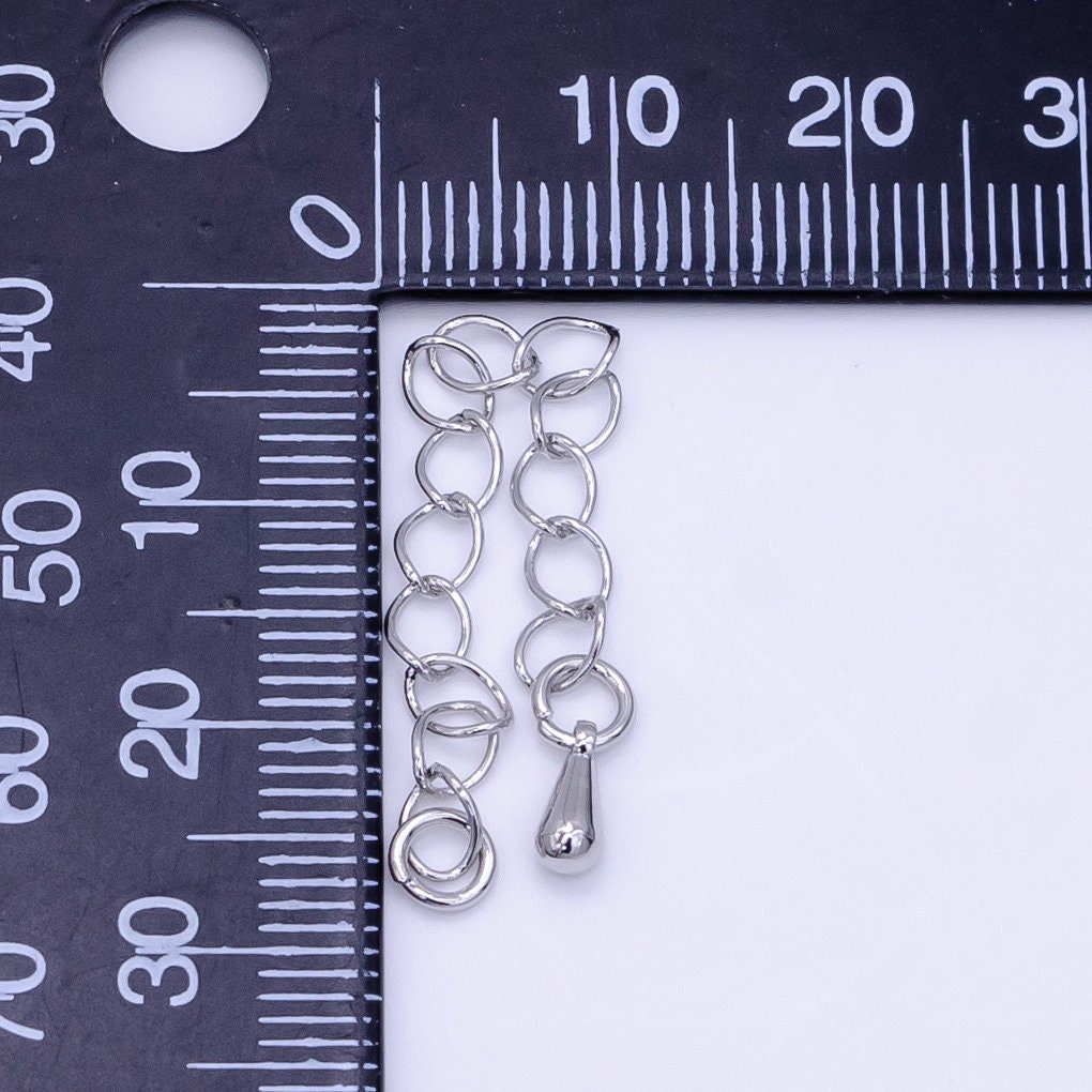 1pack (8) Silver Extender with Pendulum Charm Cable link Extender Chain 2.5 inches Z-791