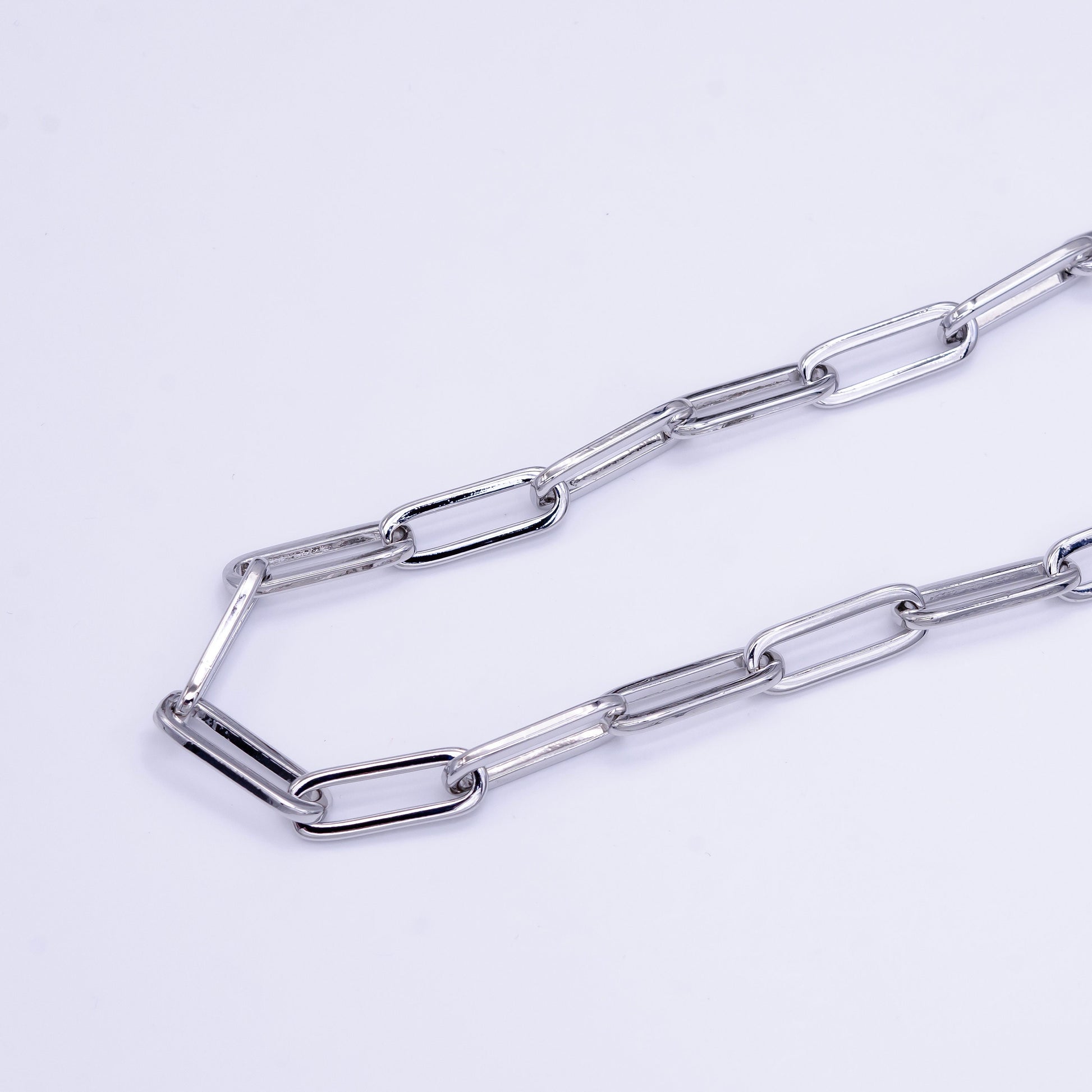 Chunky Silver Cable Link Elongated Chain by Yard, Link Cable Paper Clip Chain Wholesale bulk Roll Chain for DIY Jewelry ROLL-1516