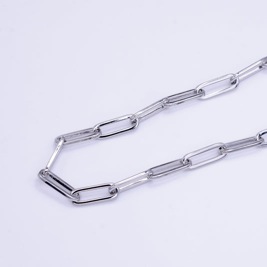 Chunky Silver Cable Link Elongated Chain by Yard, Link Cable Paper Clip Chain Wholesale bulk Roll Chain for DIY Jewelry ROLL-1516