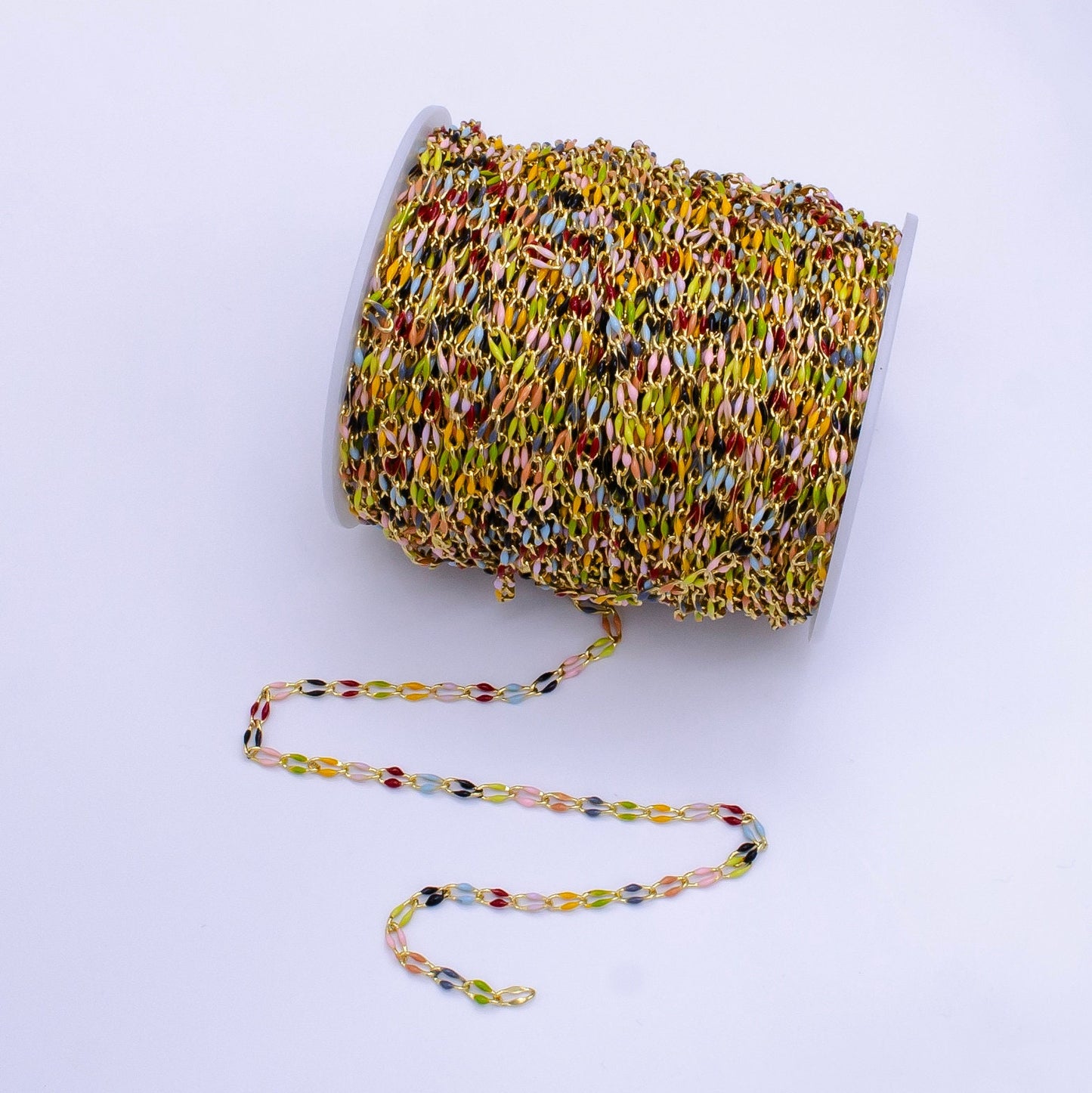 Dainty Enamel Chain Colorful Pastel Rainbow Chain Inspired for Summer Party Supplies Wholesale Bulk Chain Yard ROLL-1514