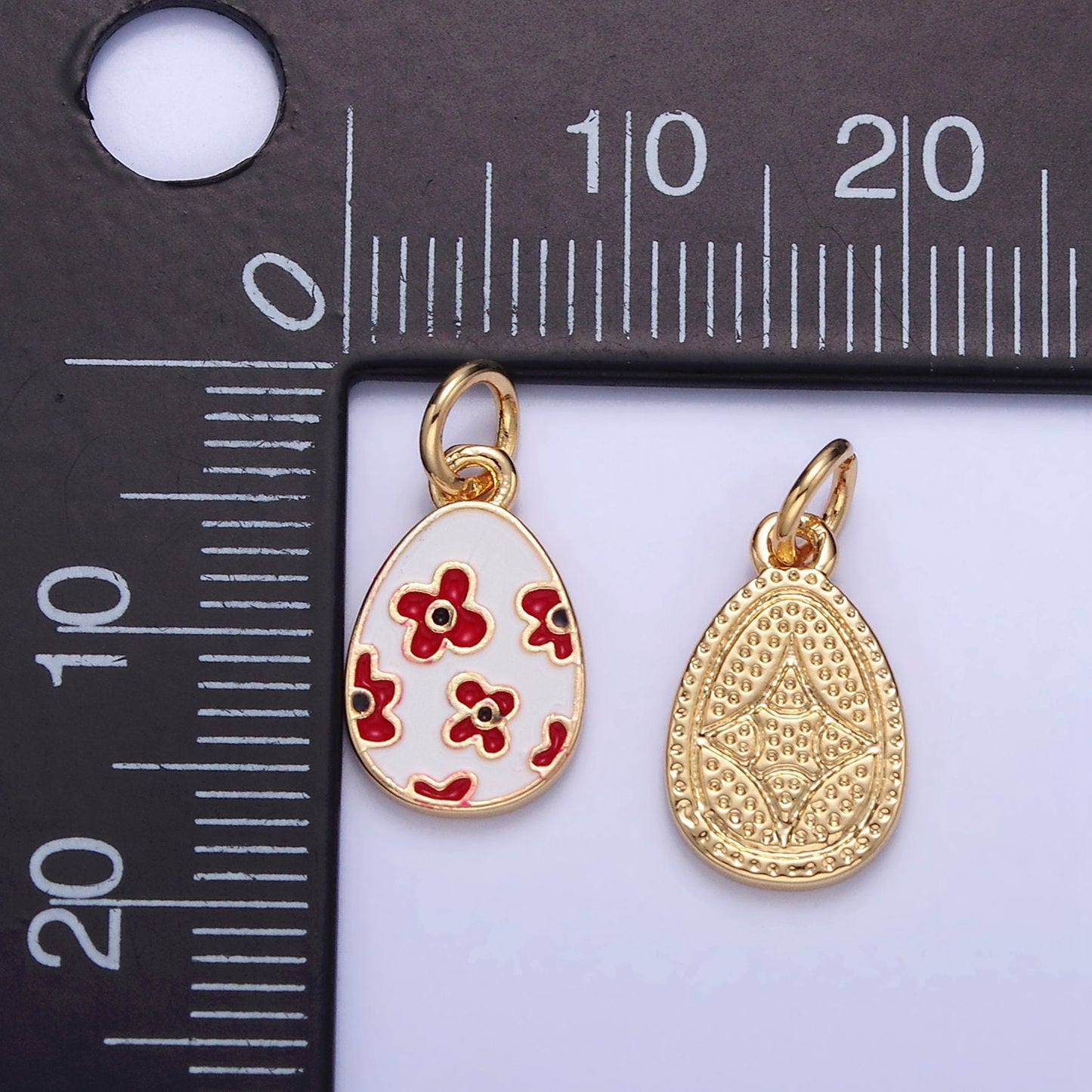 Easter Egg Red Flower Style Charm | C-030