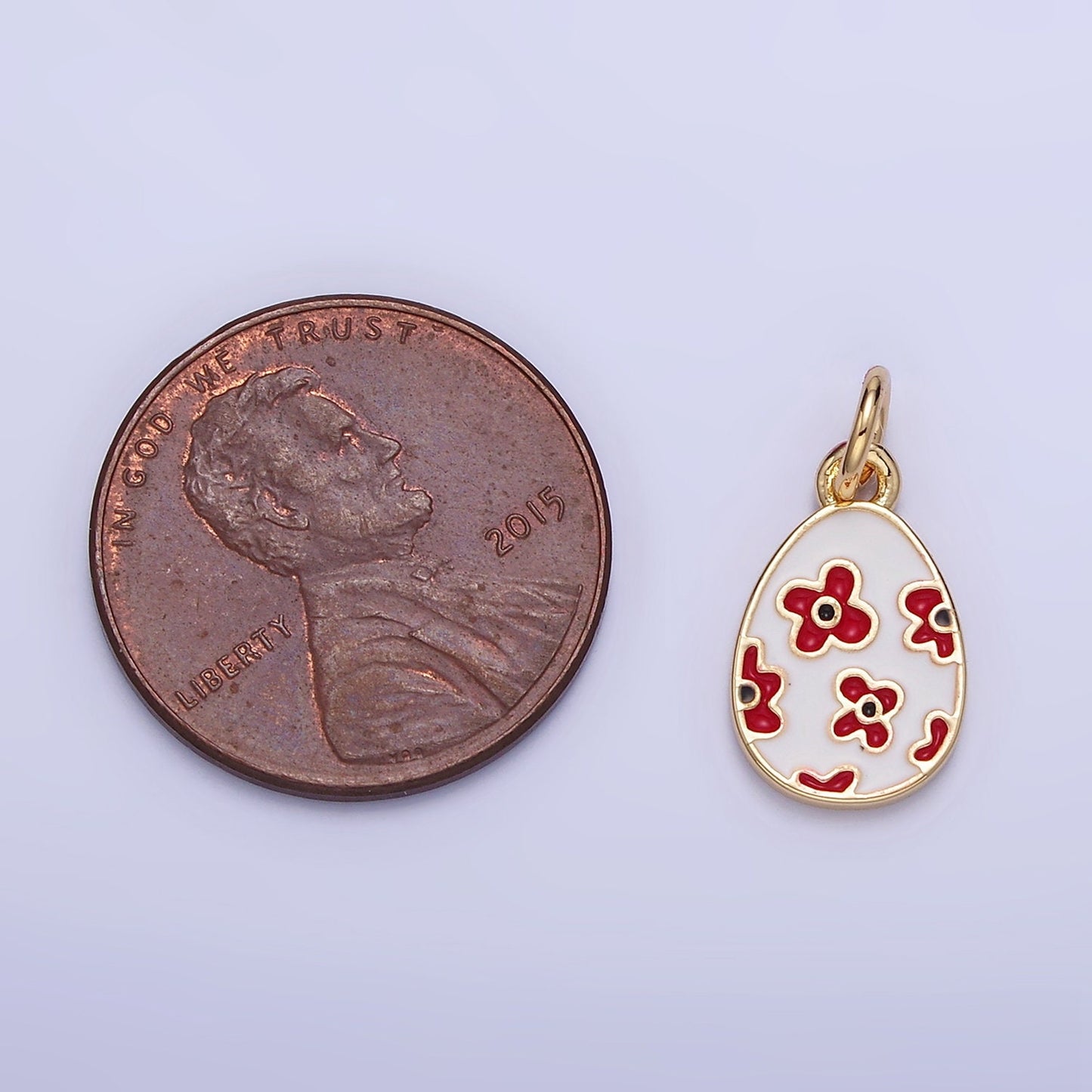 Easter Egg Red Flower Style Charm | C-030