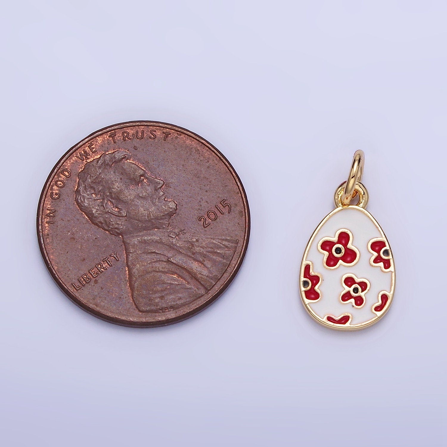 Easter Egg Red Flower Style Charm | C-030
