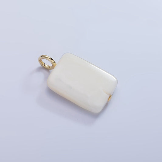 Flat White Rectangular Pearl Pendant 16K | P-1785