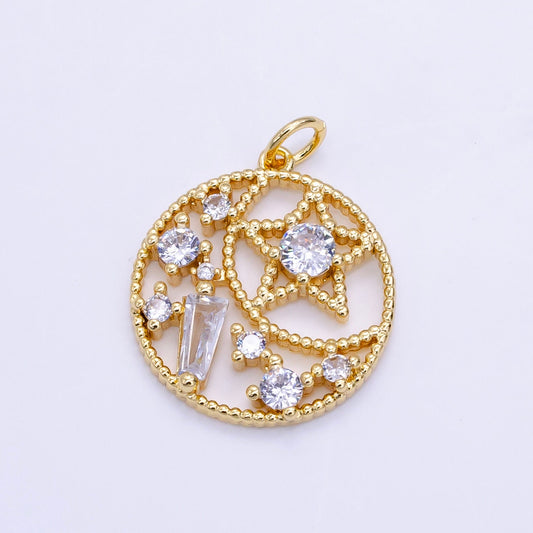 24K Gold Filled Celestial Charm Open Circle Moon Star Charm Crescent Moon Star Charm for Minimalist Jewelry Design D148