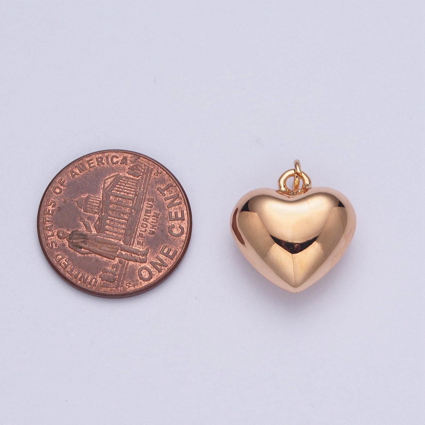 16K Gold Filled Bulgy Thick Pinkish-Gold Love Heart Charm Necklace, Heart Stamps for Personalized Necklace Pendant | X-202, X-203