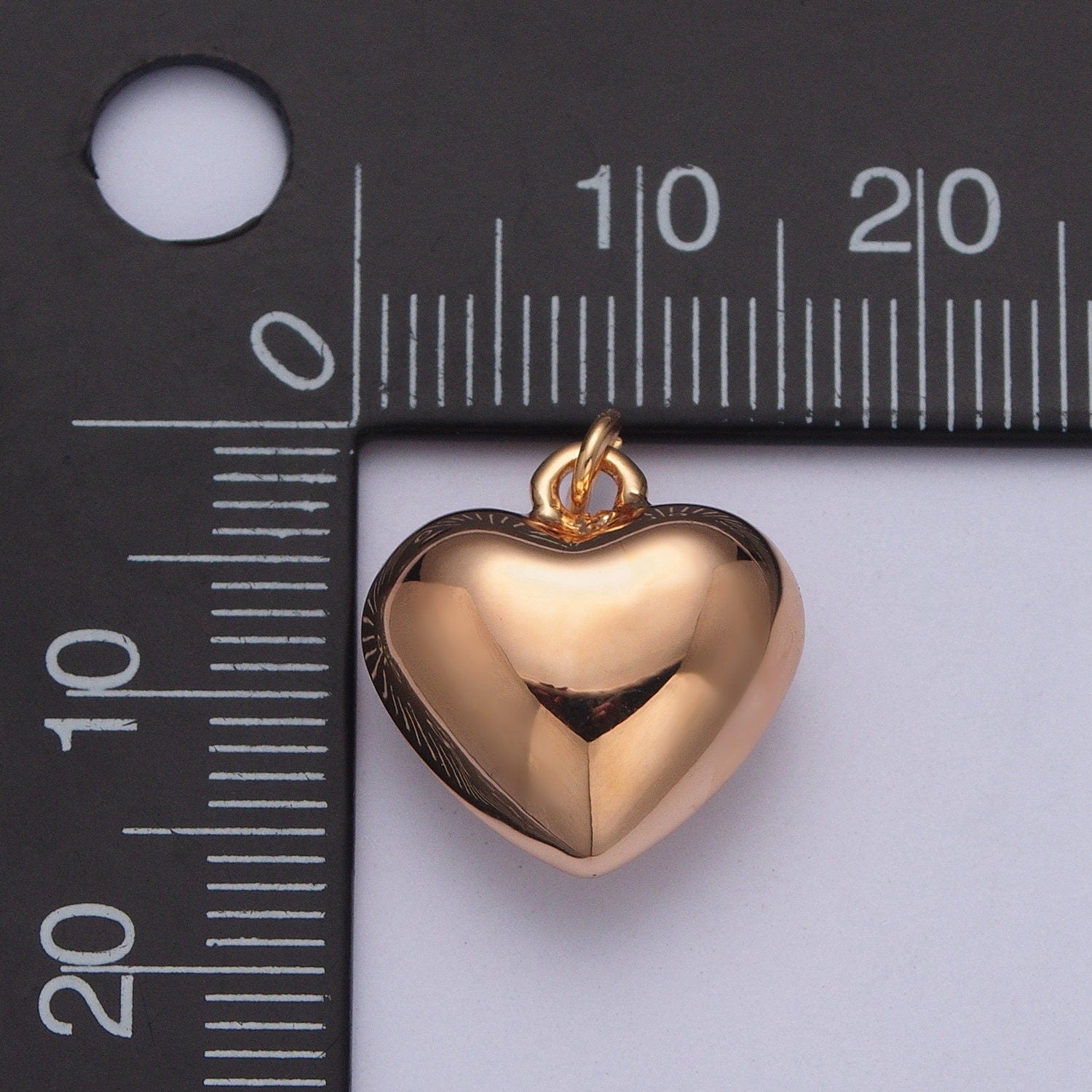 16K Gold Filled Bulgy Thick Pinkish-Gold Love Heart Charm Necklace, Heart Stamps for Personalized Necklace Pendant | X-202, X-203