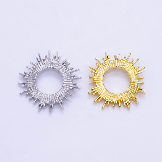 14K Gold Filled Open Celestial Sunburst Back Loop Pendant in Gold & Silver | AG812