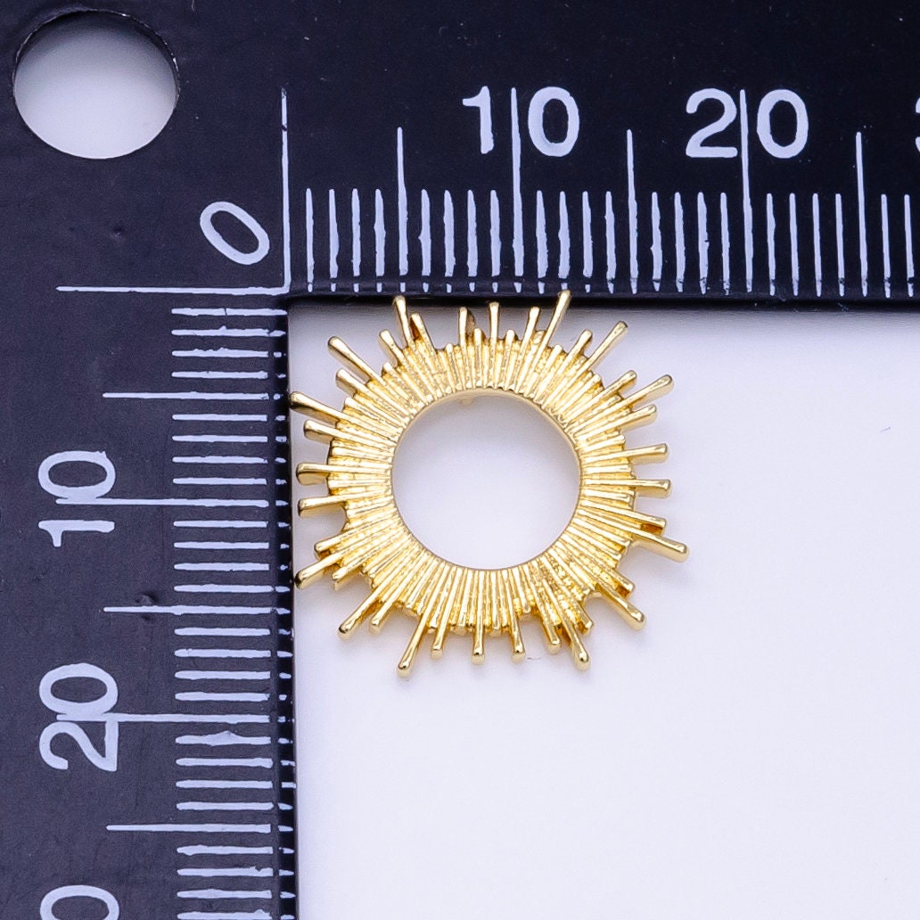 14K Gold Filled Open Celestial Sunburst Back Loop Pendant in Gold & Silver | AG812