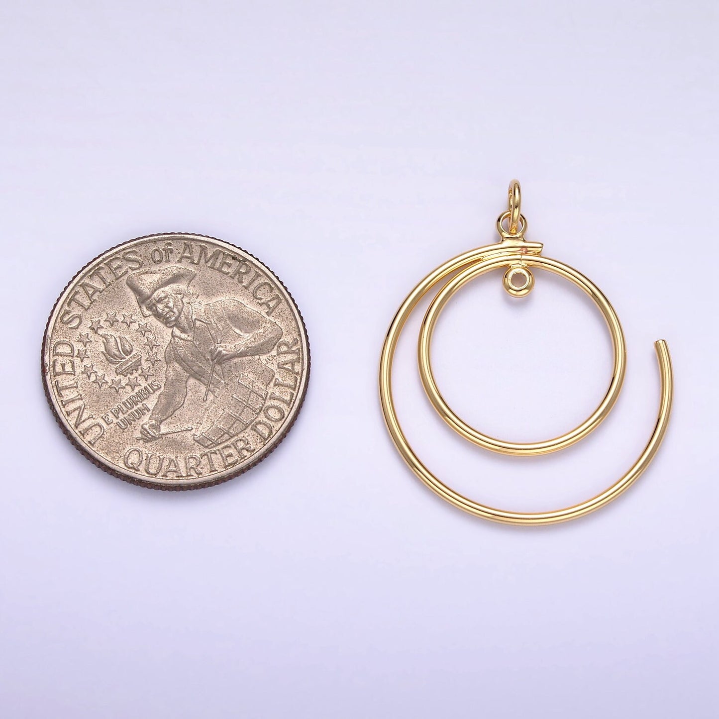 Dainty 16K Gold Filled Round Swirl Charm Spiral Gold Pendant for Necklace Charm Component D460