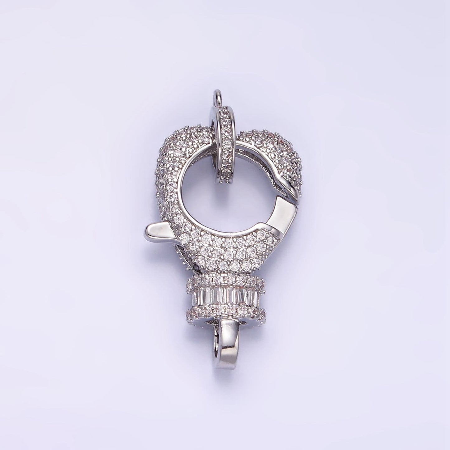 Big Cubic Zirconia Clasp Gold Filled Clasp Enhancer, Pave CZ Lobster Clasp 25 x 17mm Z-815