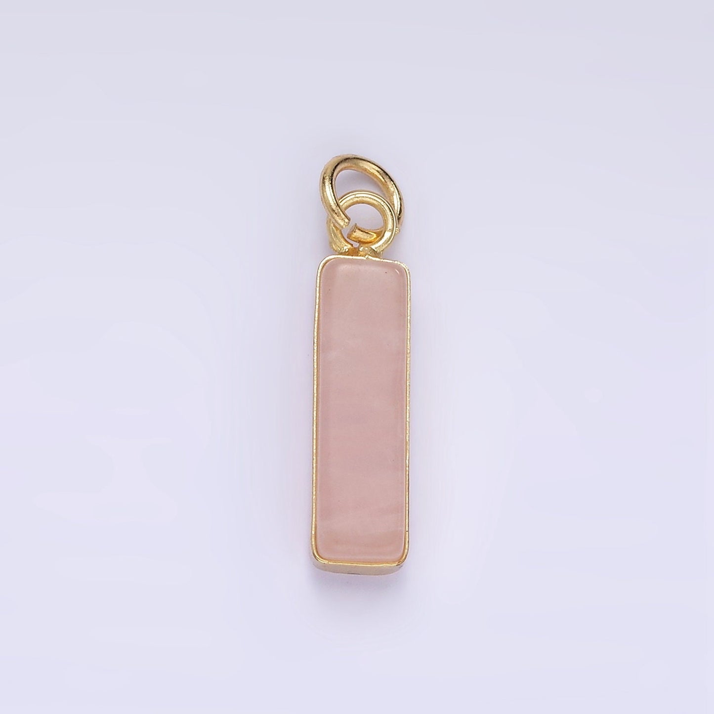 14K Gold Filled Turquoise Rose Quartz Pearl Gemstone Small Rectangle Drop Charm Pendant | D564