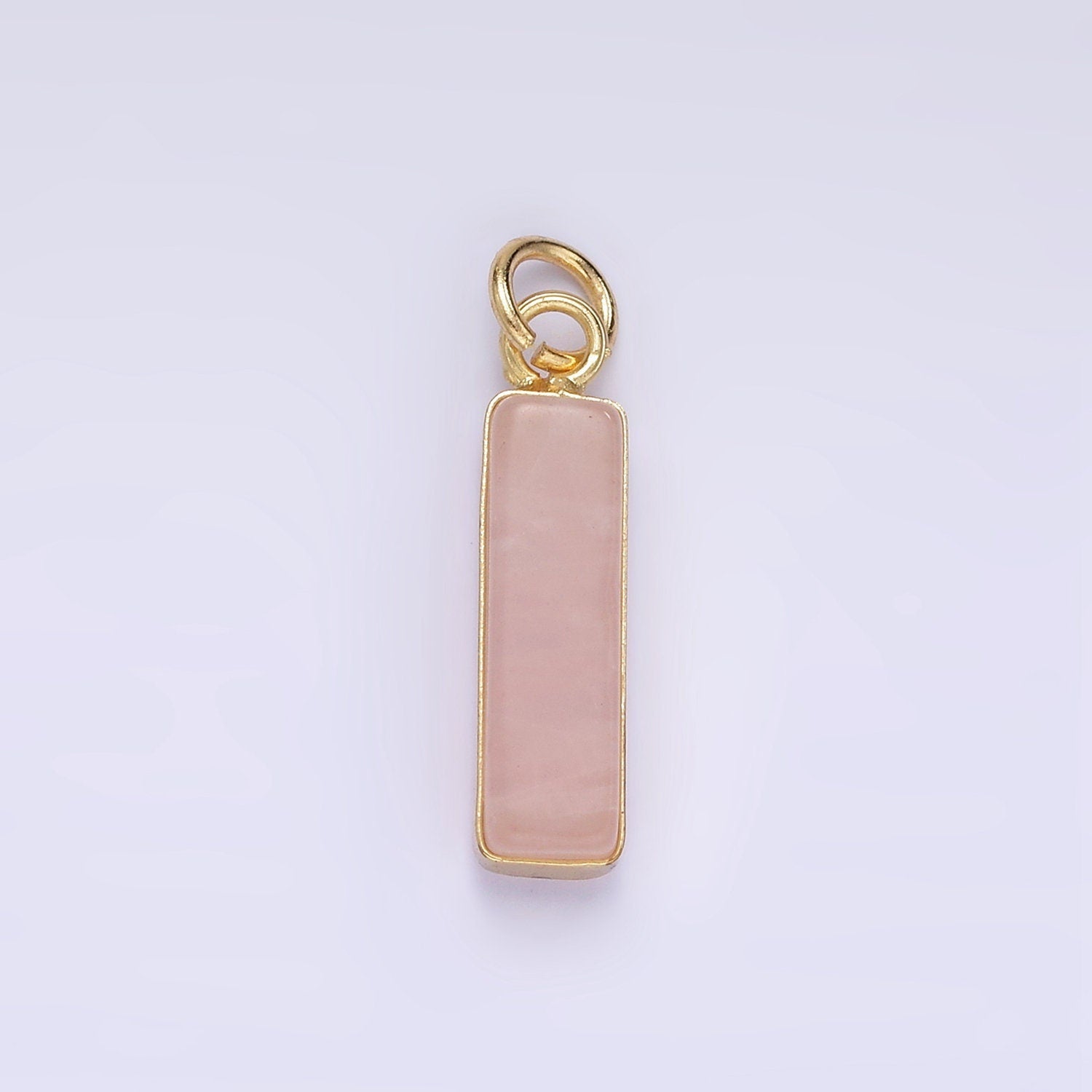 14K Gold Filled Turquoise Rose Quartz Pearl Gemstone Small Rectangle Drop Charm Pendant | D564
