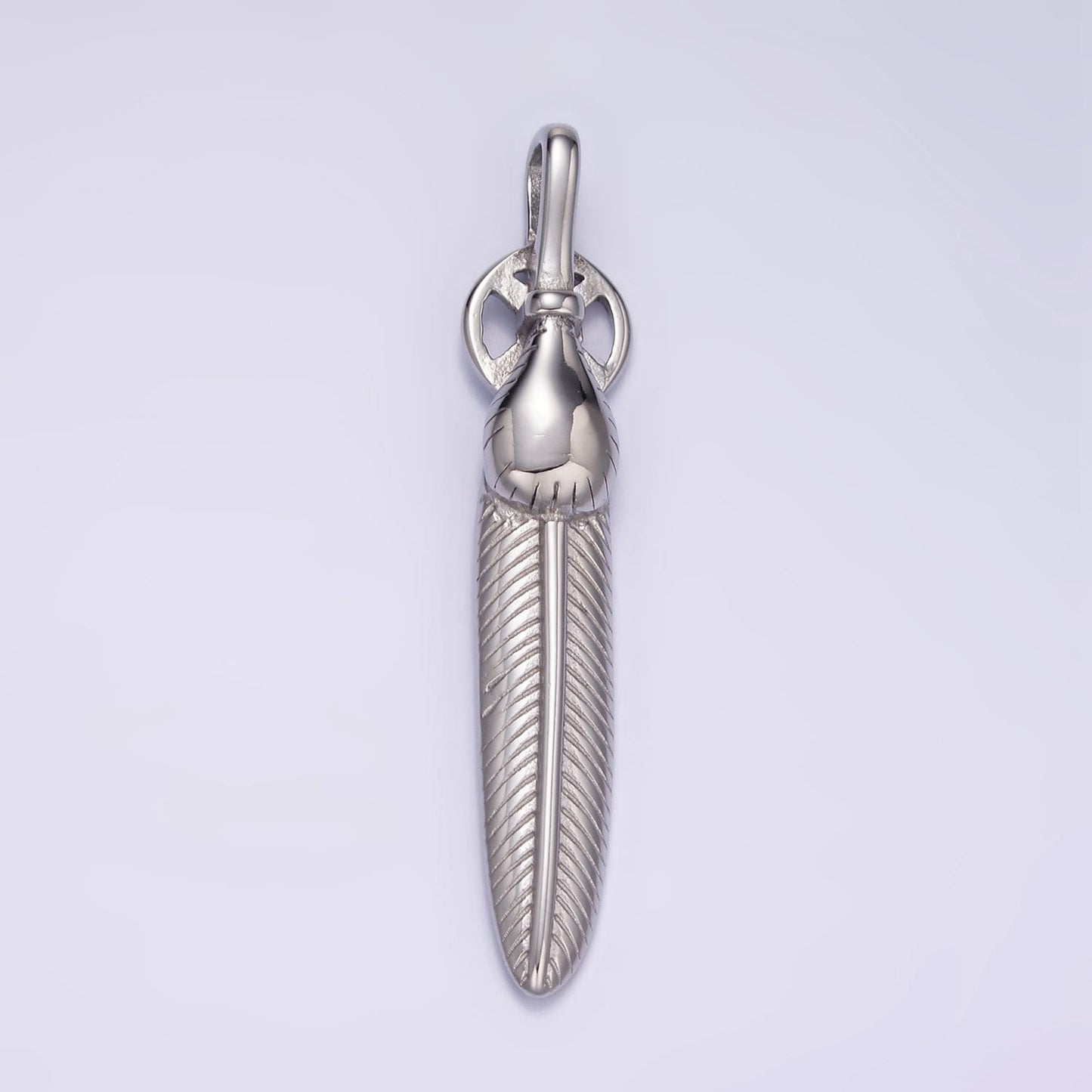 Maximalist Feather Pendant for Men Jewelry Making Supply in Stainless Steel For Statement Necklace Charm | P-1428