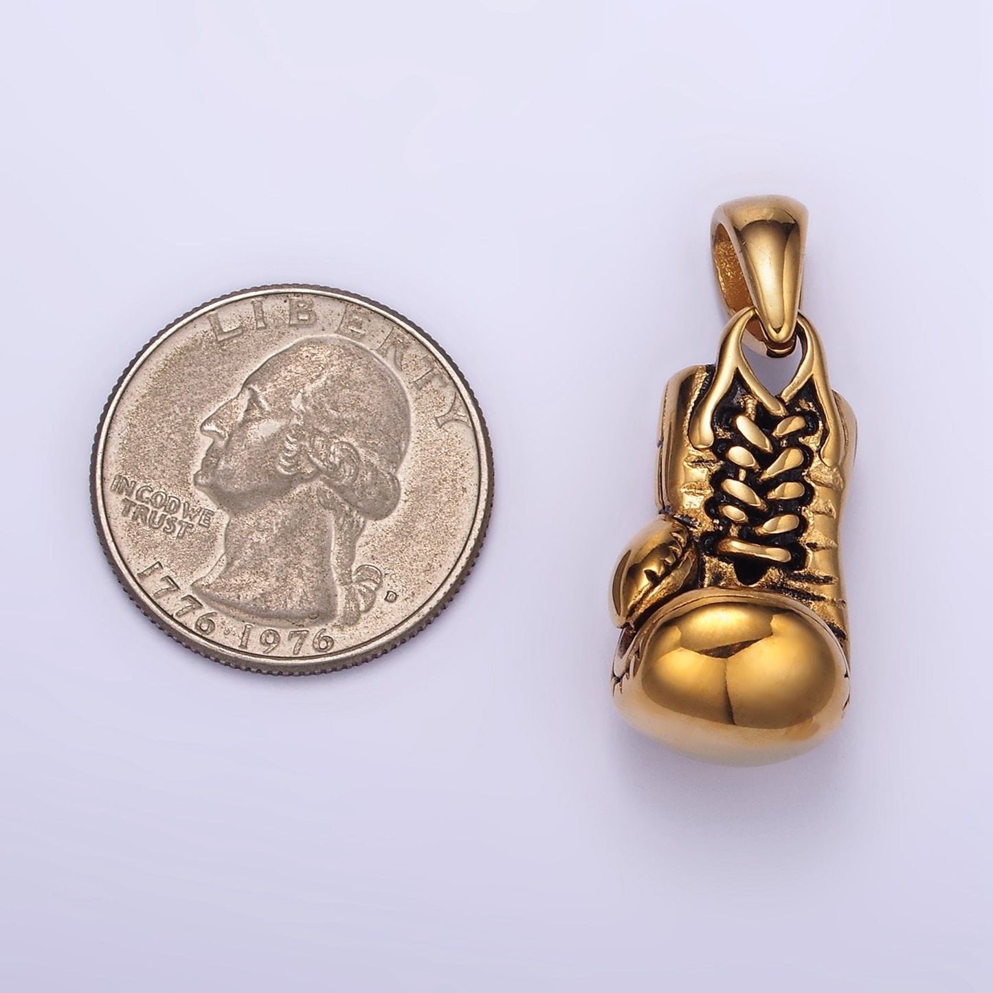 Stainless Steel Boxing Glove Charm Sport Olympic Pendant Game Day Statement Necklace Charm Inspired | P-1444