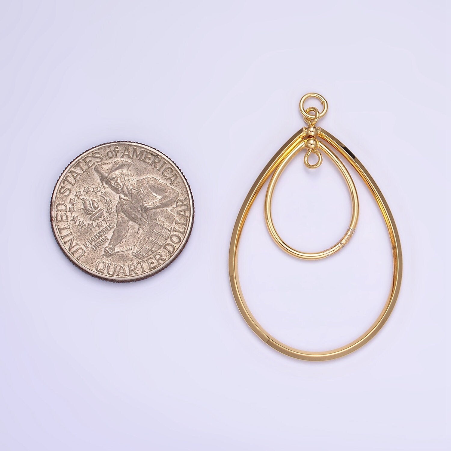 14K Gold Filled Double Band Oval Geometric Minimalist Charm Open Oval Geometric Charm Dangle Big Charm for Necklace Earring Supply | AG827