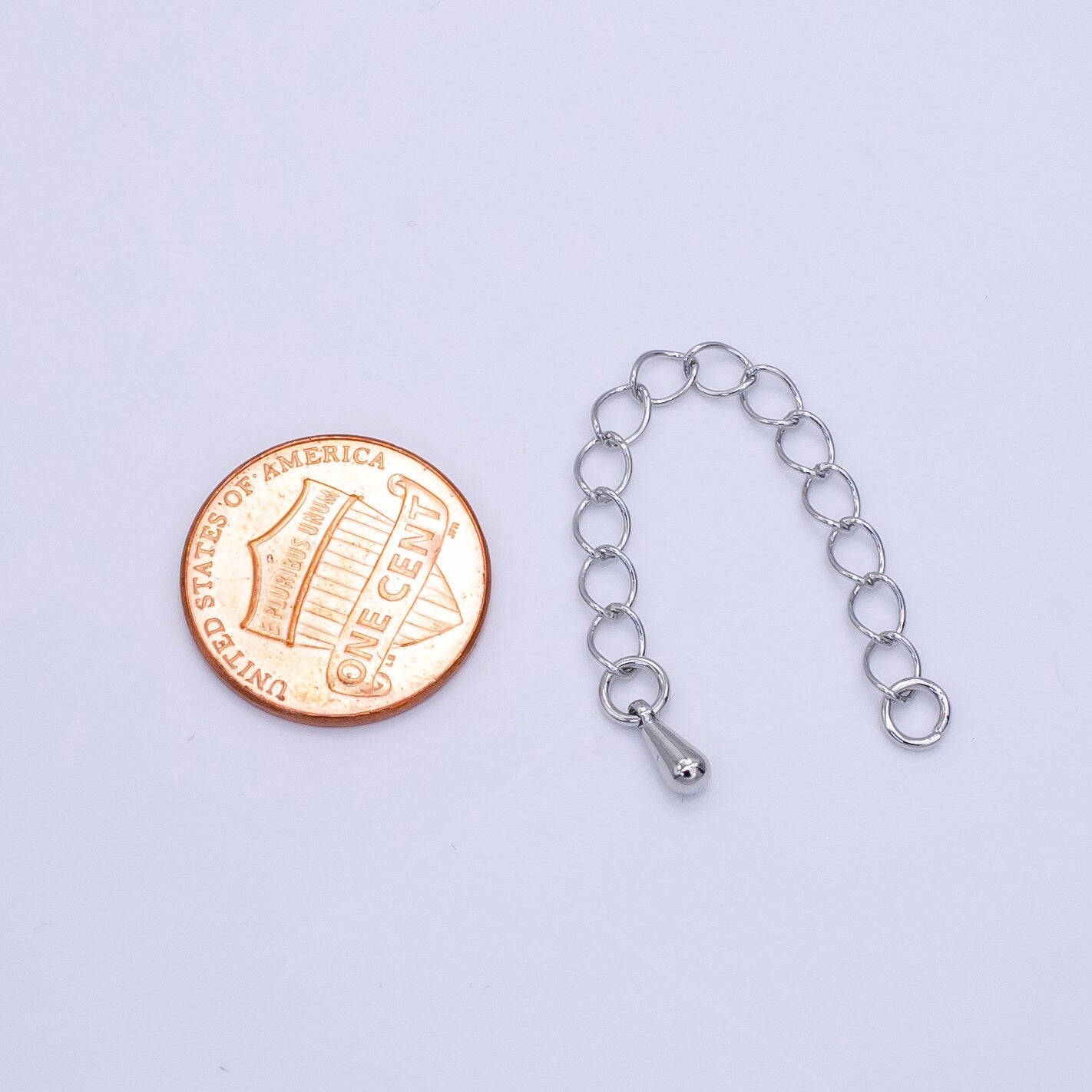 1pack (8) Silver Extender with Pendulum Charm Cable link Extender Chain 2.5 inches Z-791