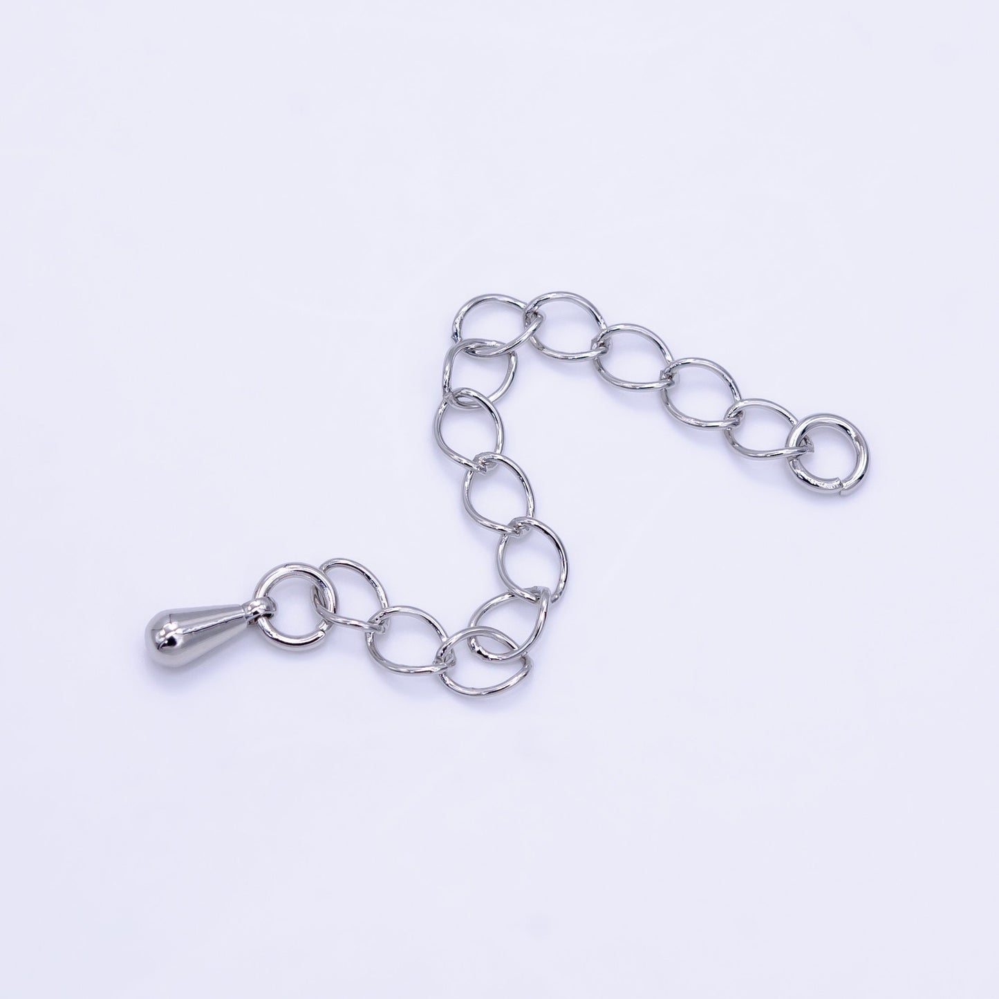 1pack (8) Silver Extender with Pendulum Charm Cable link Extender Chain 2.5 inches Z-791