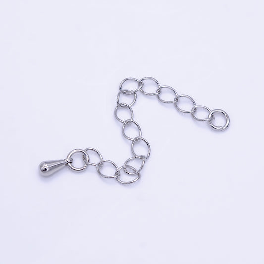 1pack (8) Silver Extender with Pendulum Charm Cable link Extender Chain 2.5 inches Z-791