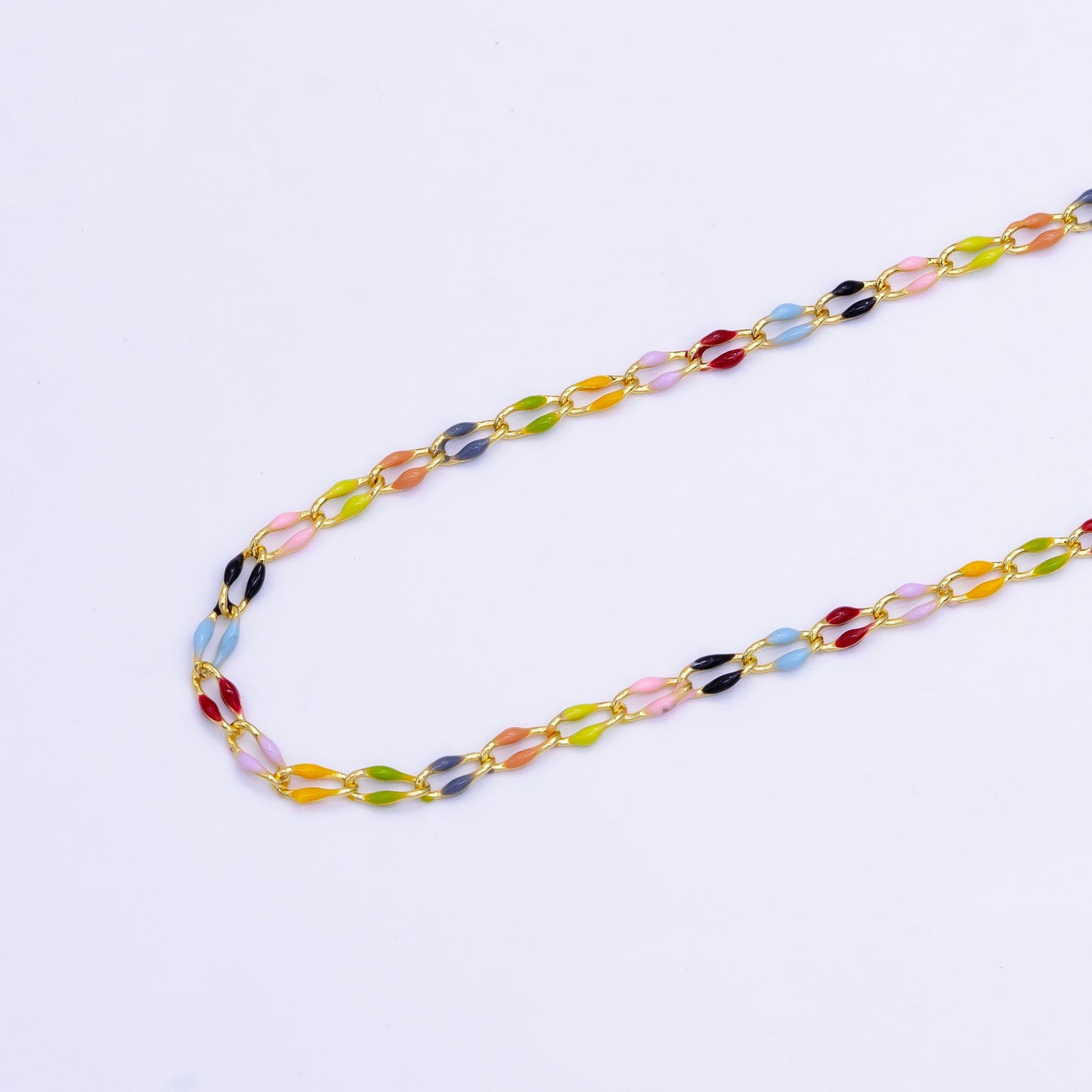 Dainty Enamel Chain Colorful Pastel Rainbow Chain Inspired for Summer Party Supplies Wholesale Bulk Chain Yard ROLL-1514