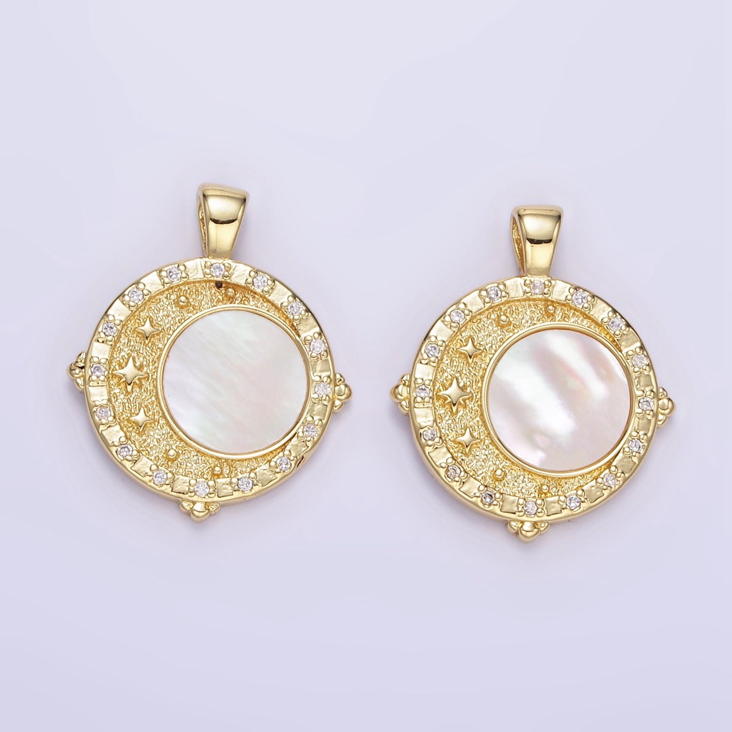 Gold Star Charm 24K Gold Filled Pearl Sun Pendant Dainty Celestial Jewelry Charm Bracelet Necklace for DIY Jewelry Making Supply AA1342