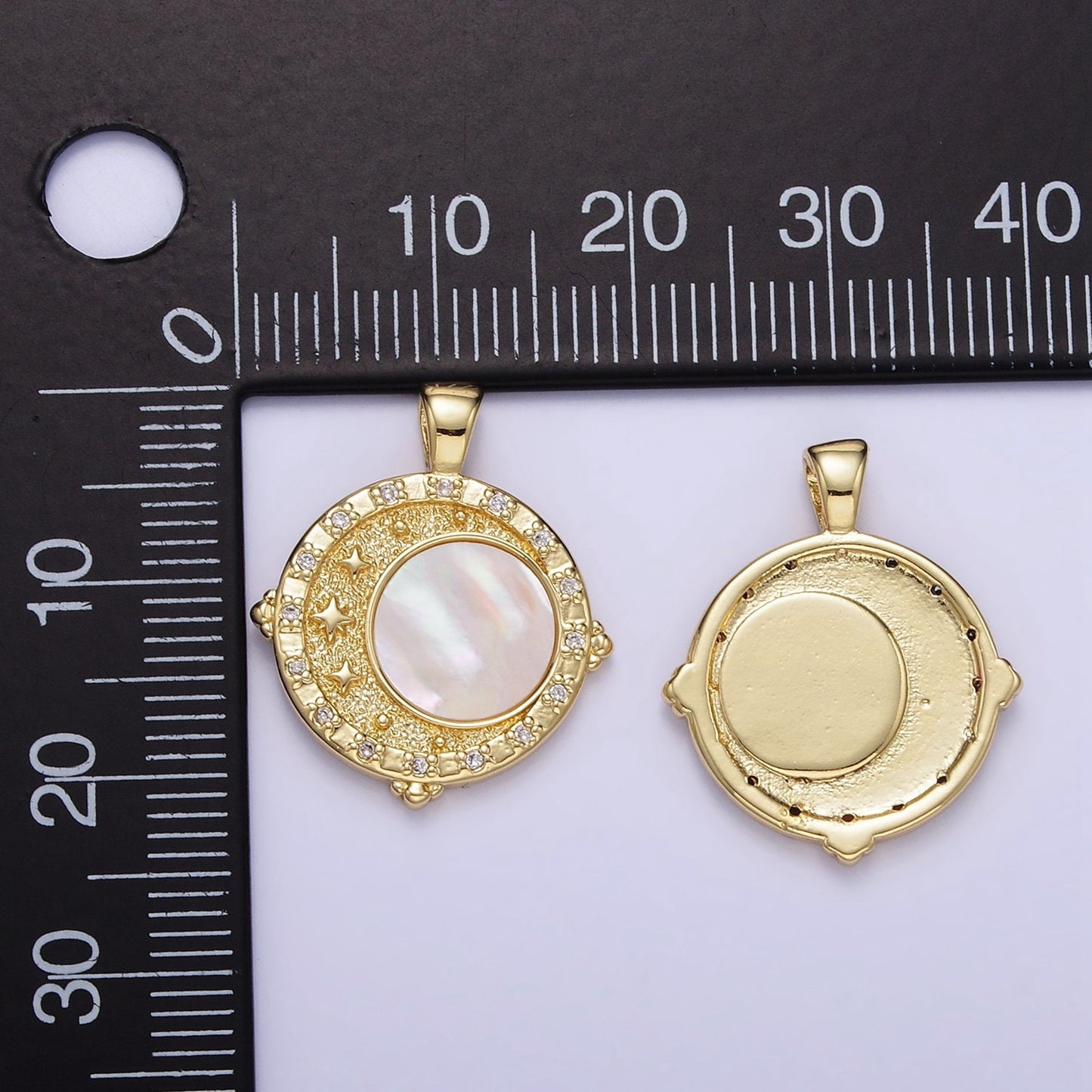 Gold Star Charm 24K Gold Filled Pearl Sun Pendant Dainty Celestial Jewelry Charm Bracelet Necklace for DIY Jewelry Making Supply AA1342