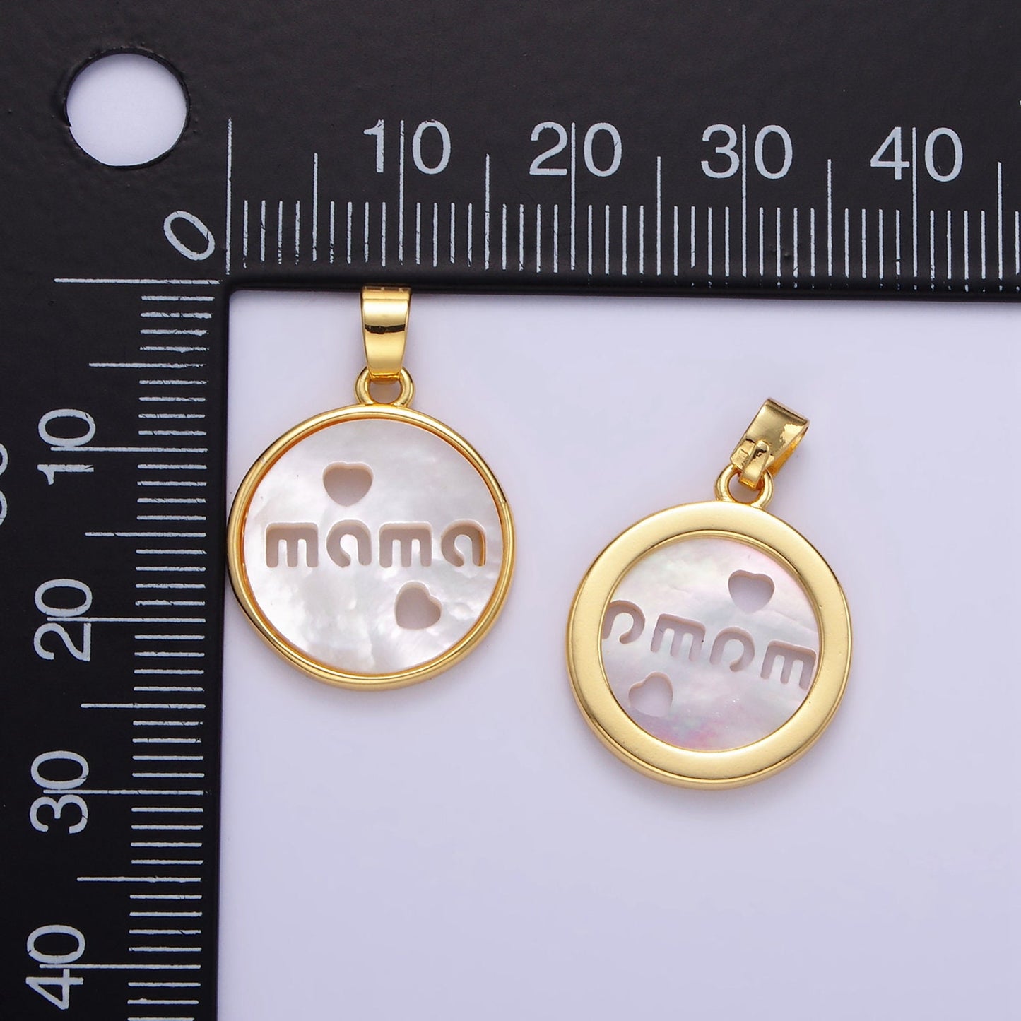 Gold Mama Charm Round Pearl Charm 24K Gold Filled Coin Charm Dainty Minimalist Jewelry Supply AA1357