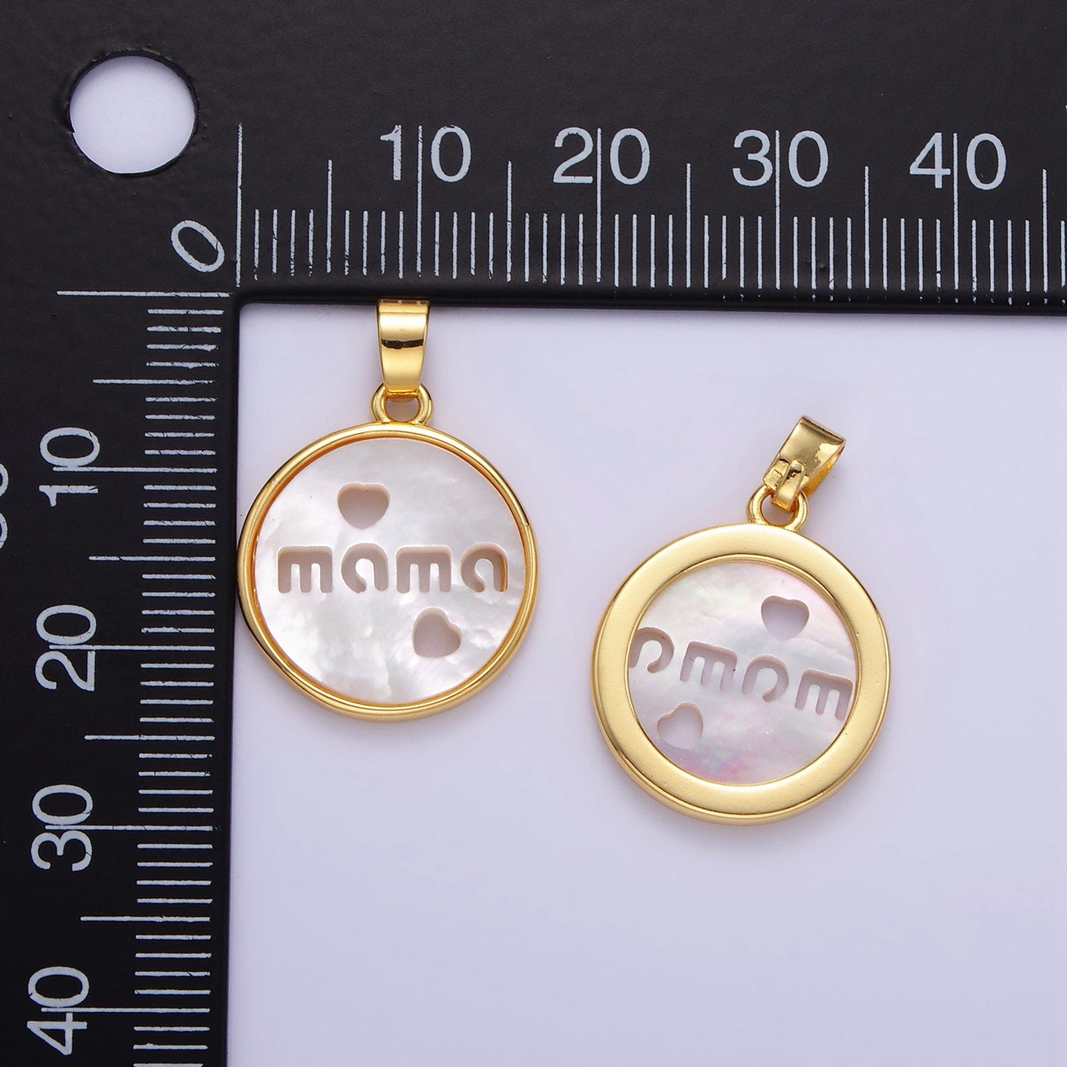 Gold Mama Charm Round Pearl Charm 24K Gold Filled Coin Charm Dainty Minimalist Jewelry Supply AA1357