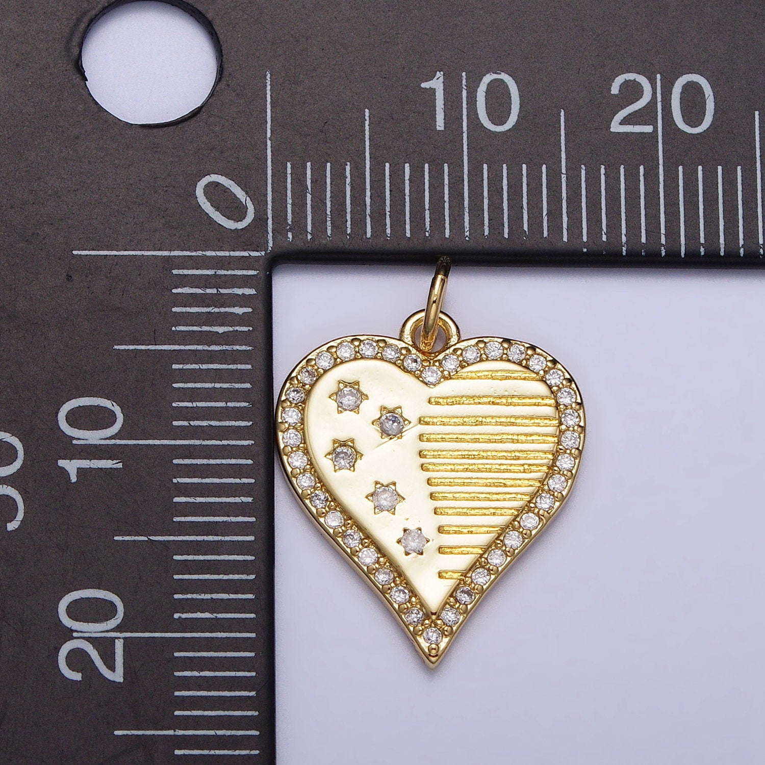 18k Gold Filled Heart Charm Dainty American Flag Charms, 4th of July, USA Charm Patriotic Jewelry Inspired AC993